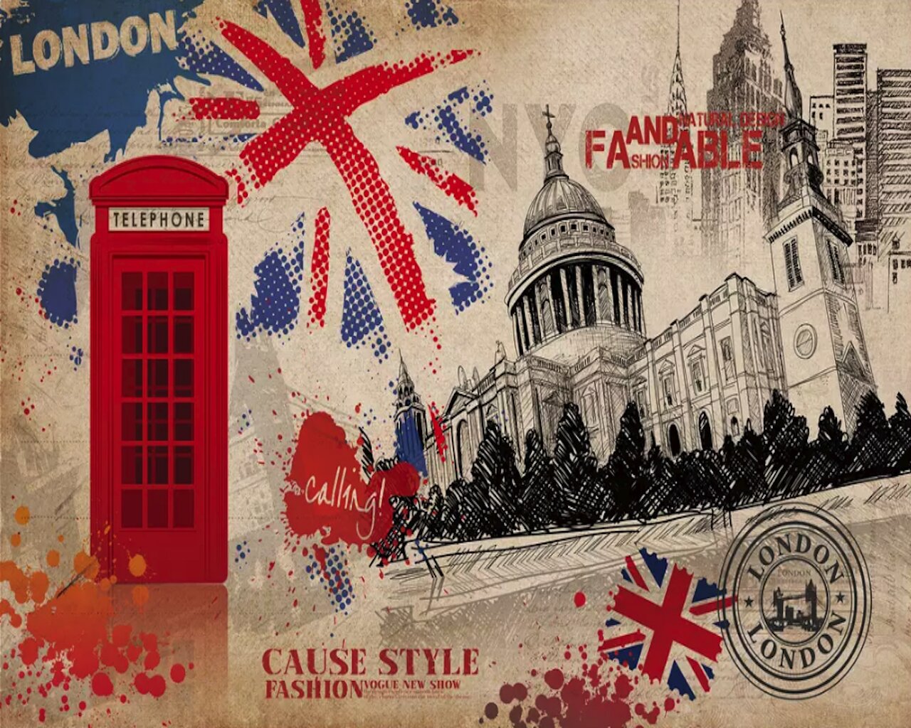 Londra bandiera Union Jack cabina telefonica, 1280x1024 720p, MacBook Air