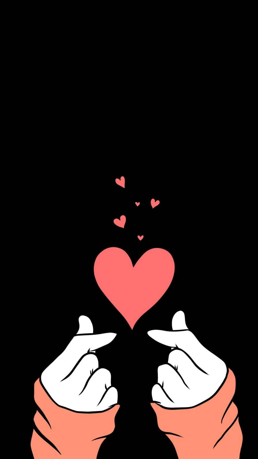 Mani cuore coreano, sfondo nero, 900x1600 Full HD Verticale, iPhone