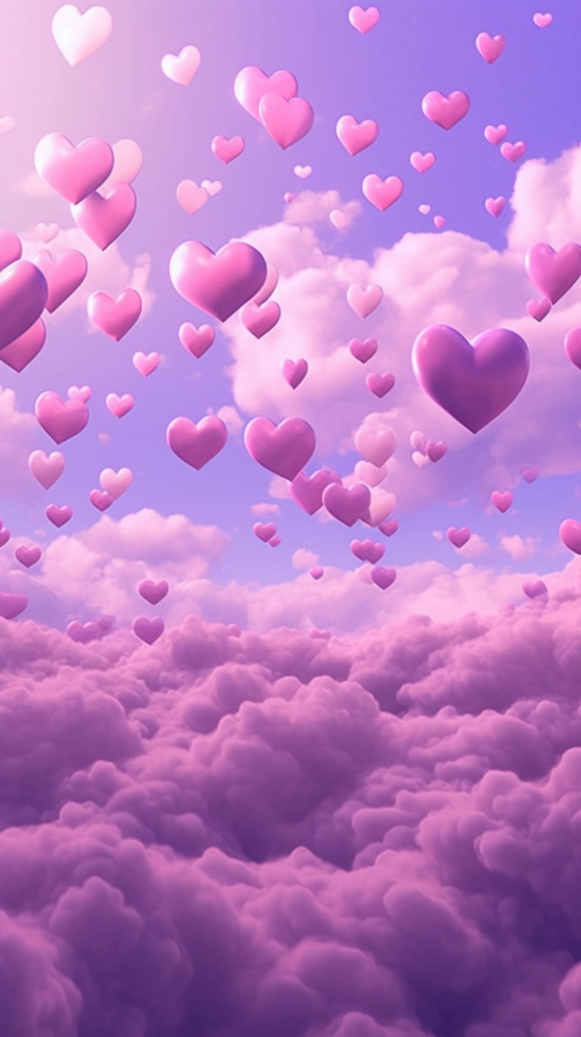 Cuori rosa tra nuvole, 1170x2088 Full HD Verticale, Smartphone