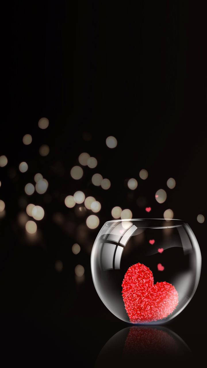 Cuore rosso in bicchiere, 720x1280 Verticale, POCO