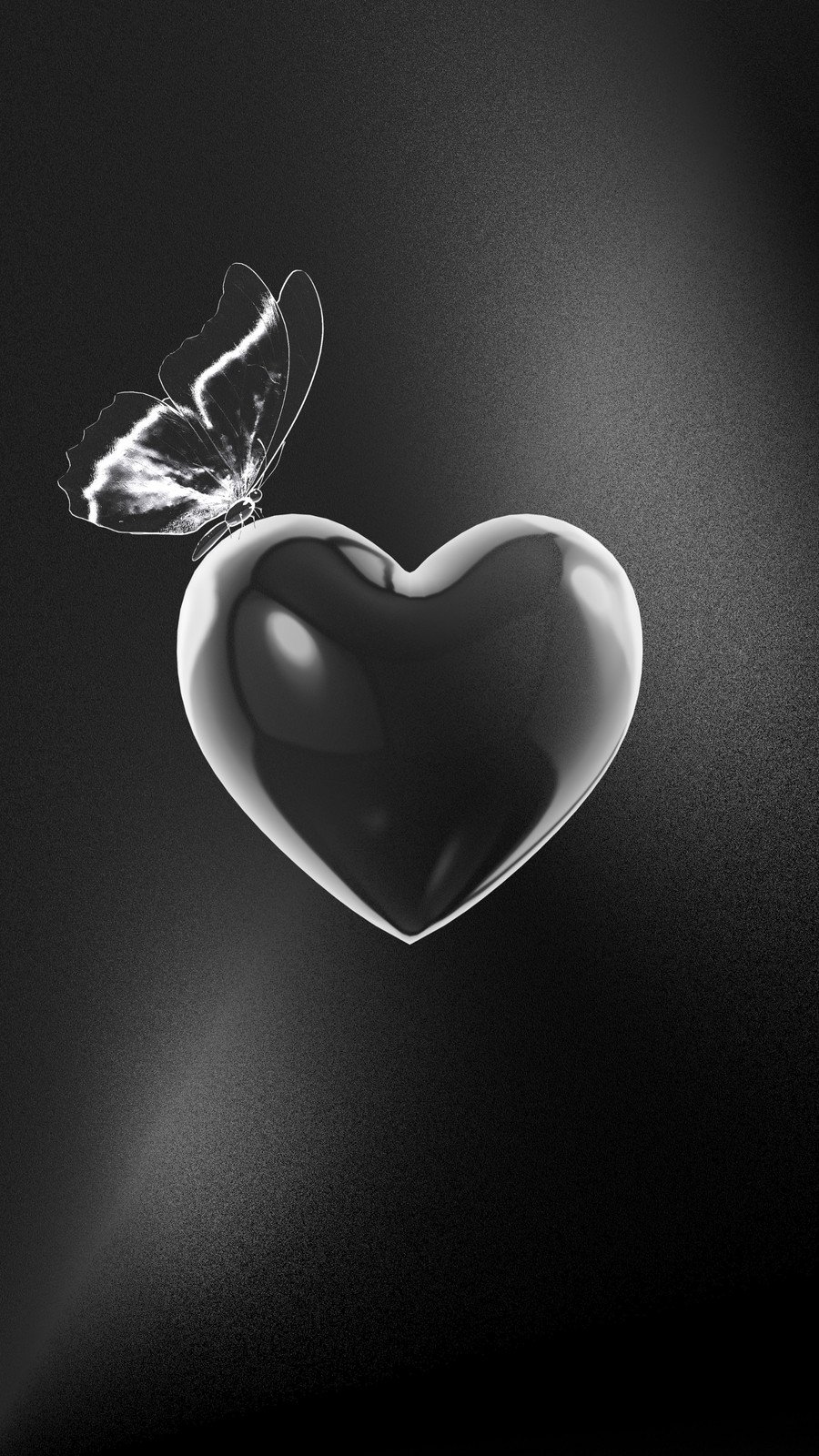 Cuore nero con farfalla, 900x1600 Verticale, Mobile
