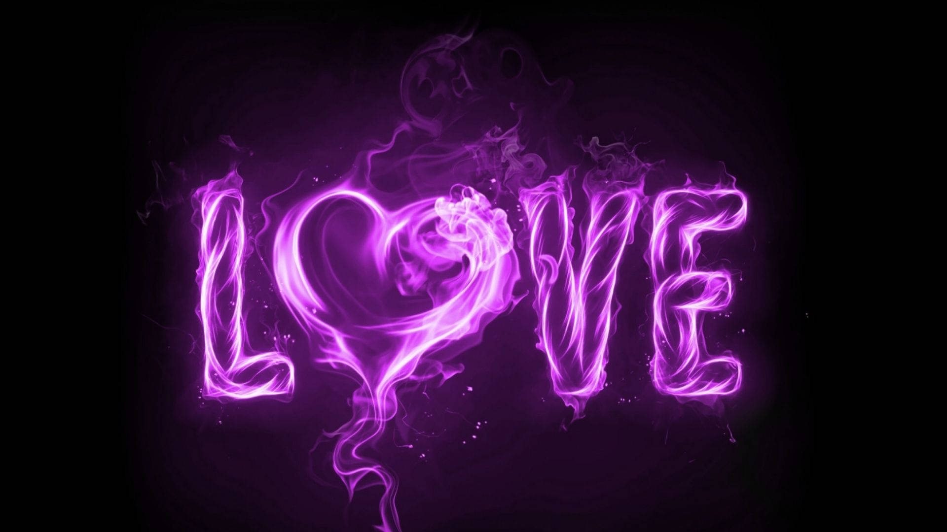 Scritta LOVE fumo viola, 1920x1080 Full HD, Desktop