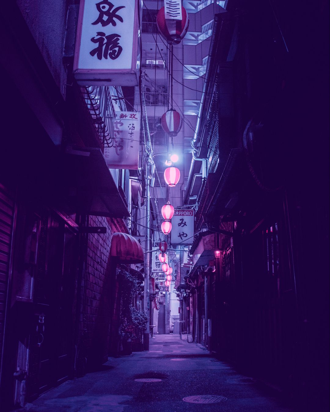Vicolo notturno Tokyo neon, 1080x1345 Verticale, Mobile