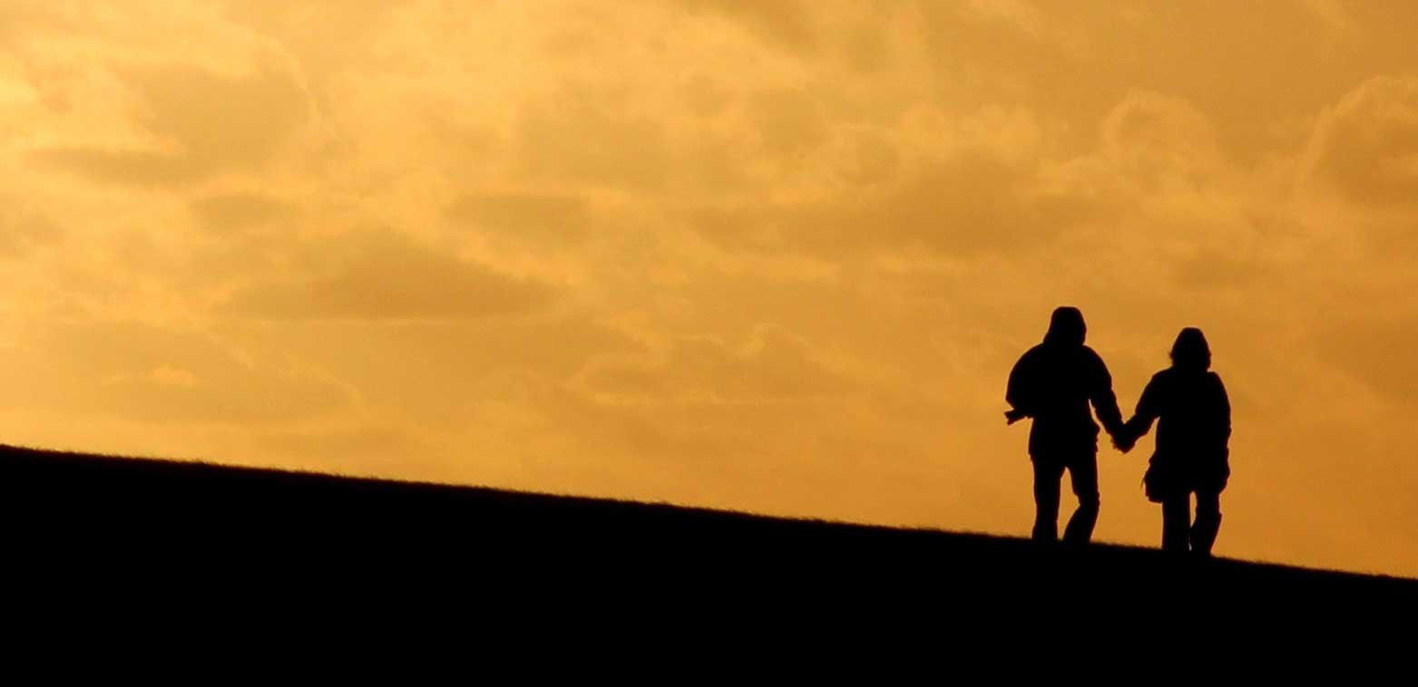 coppia silhouette tramonto arancione, 1563x758 HD, Desktop