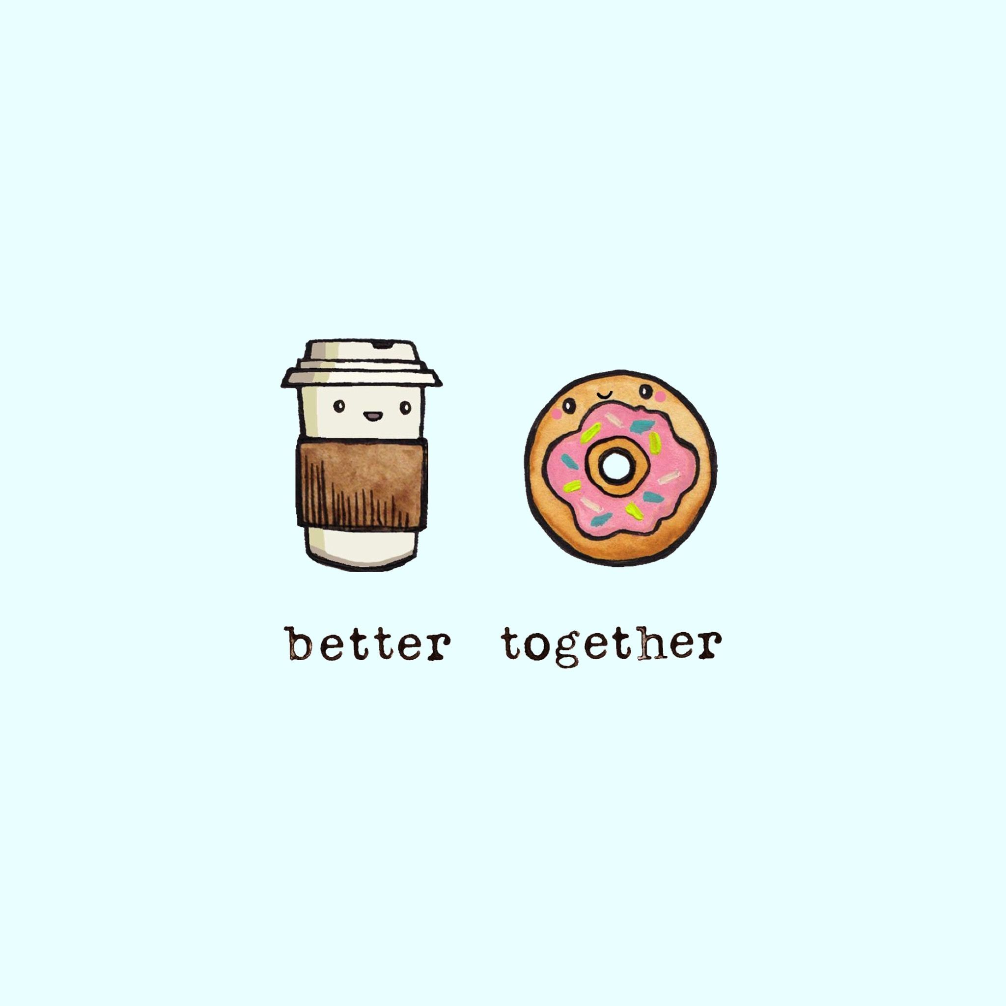 Caffè e ciambella kawaii, 2048x2048 2K, Laptop