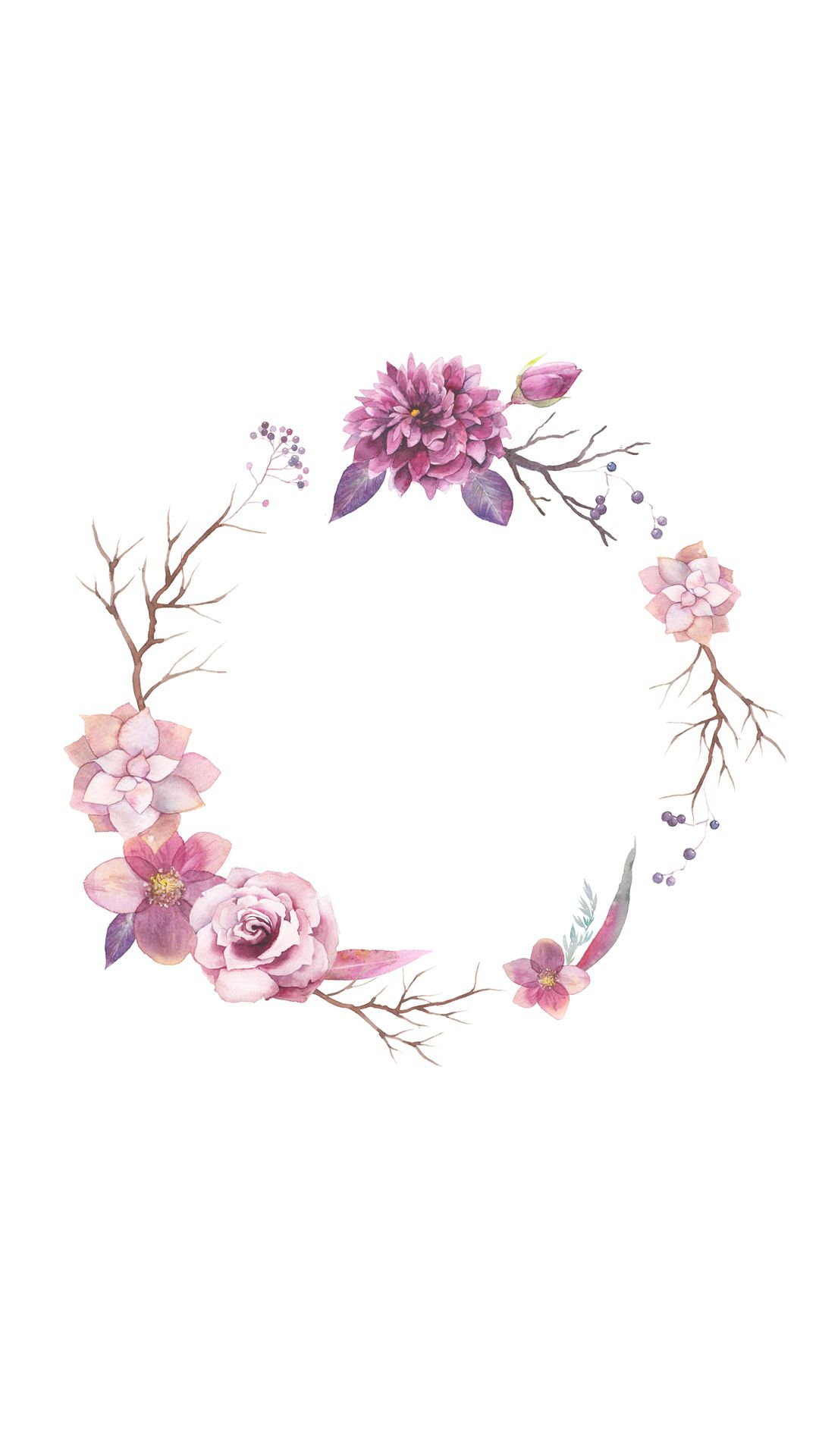 Corona floreale rosa acquerello, 1080x1920 Full HD Verticale, Samsung Galaxy