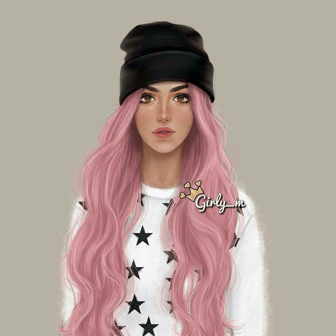 Ragazza capelli rosa cartoon, 1080x1080 HD, PC Desktop