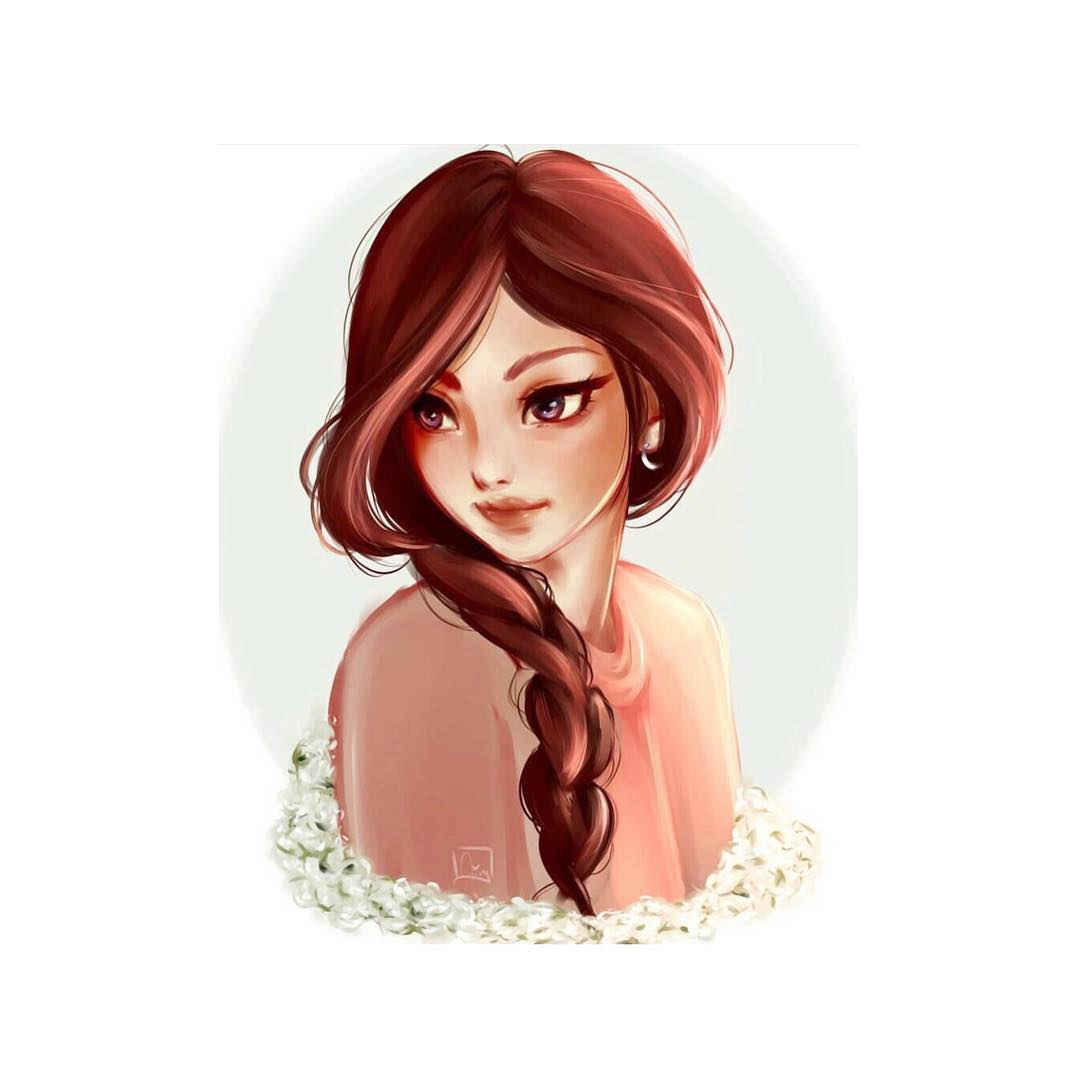 Ragazza illustrata treccia rossa, 1080x1080 HD, Desktop