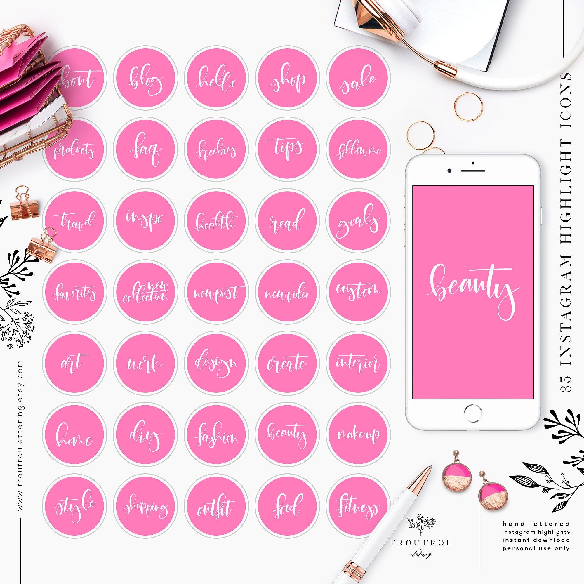 Icone rosa Instagram Highlight Covers, 2000x2000 2K, PC
