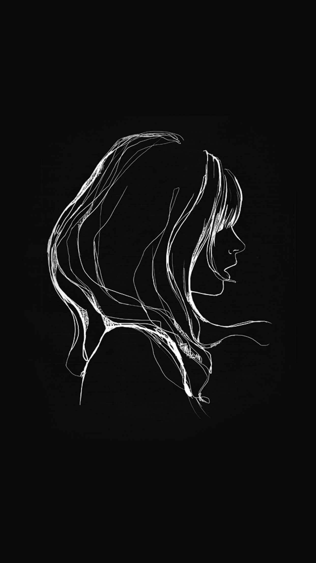 Silhouette donna line art bianco nero, 1242x2208 Full HD Verticale, iPhone
