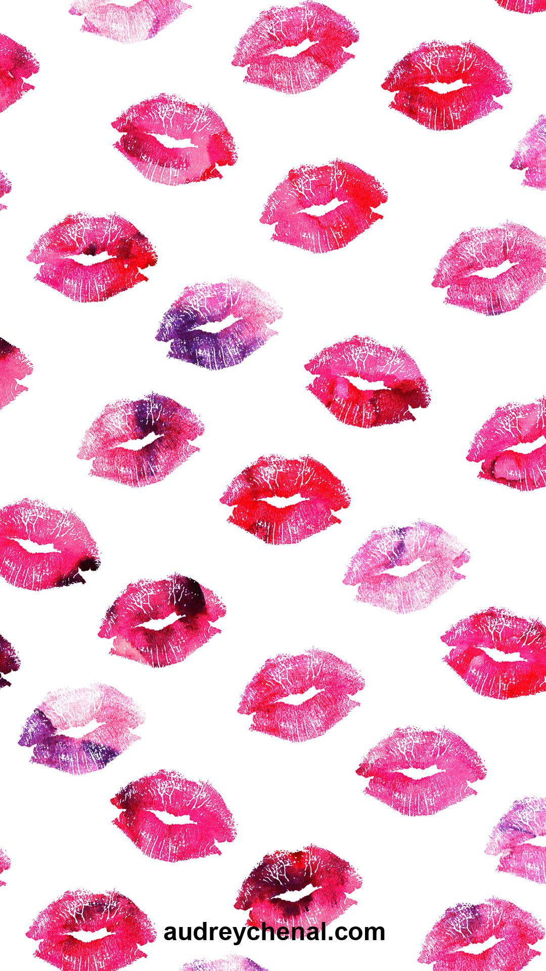 Impronte labbra rossetto rosa, 1080x1920 Verticale, Telefono