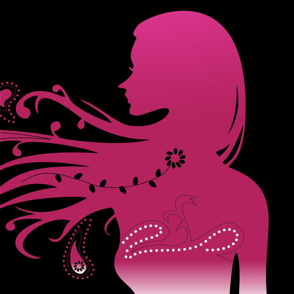 Silhouette donna rosa capelli fluenti, 1024x1024 HD, PC