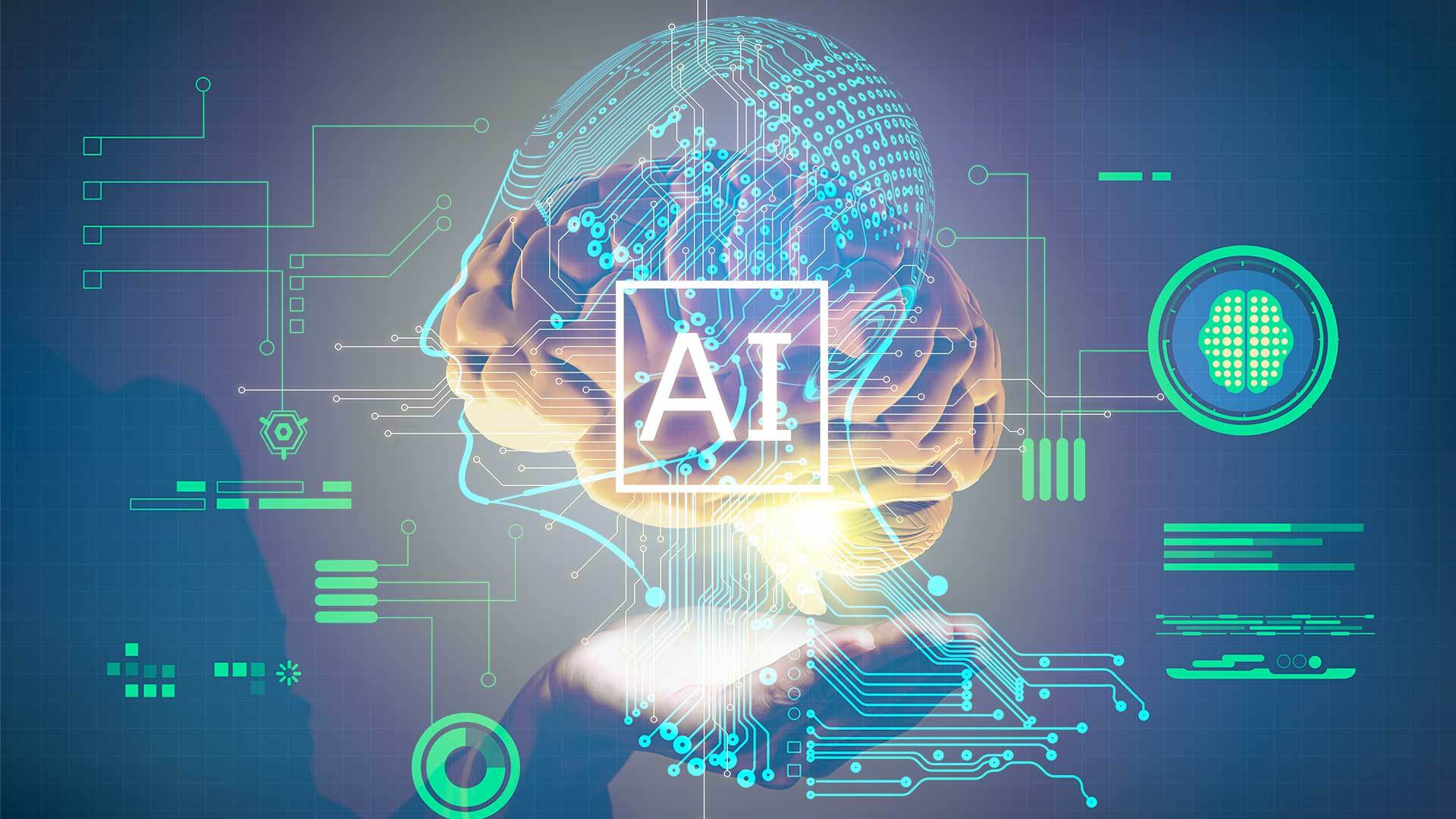 cervello AI interfaccia olografica, 1920x1080 Full HD, Laptop
