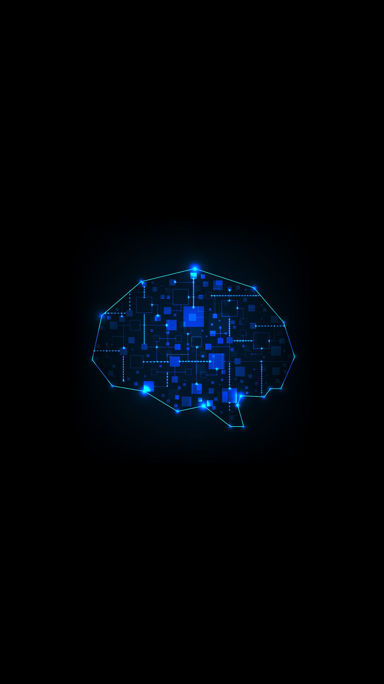 cervello circuito blu neon, 1242x2208 Full HD Verticale, Smartphone