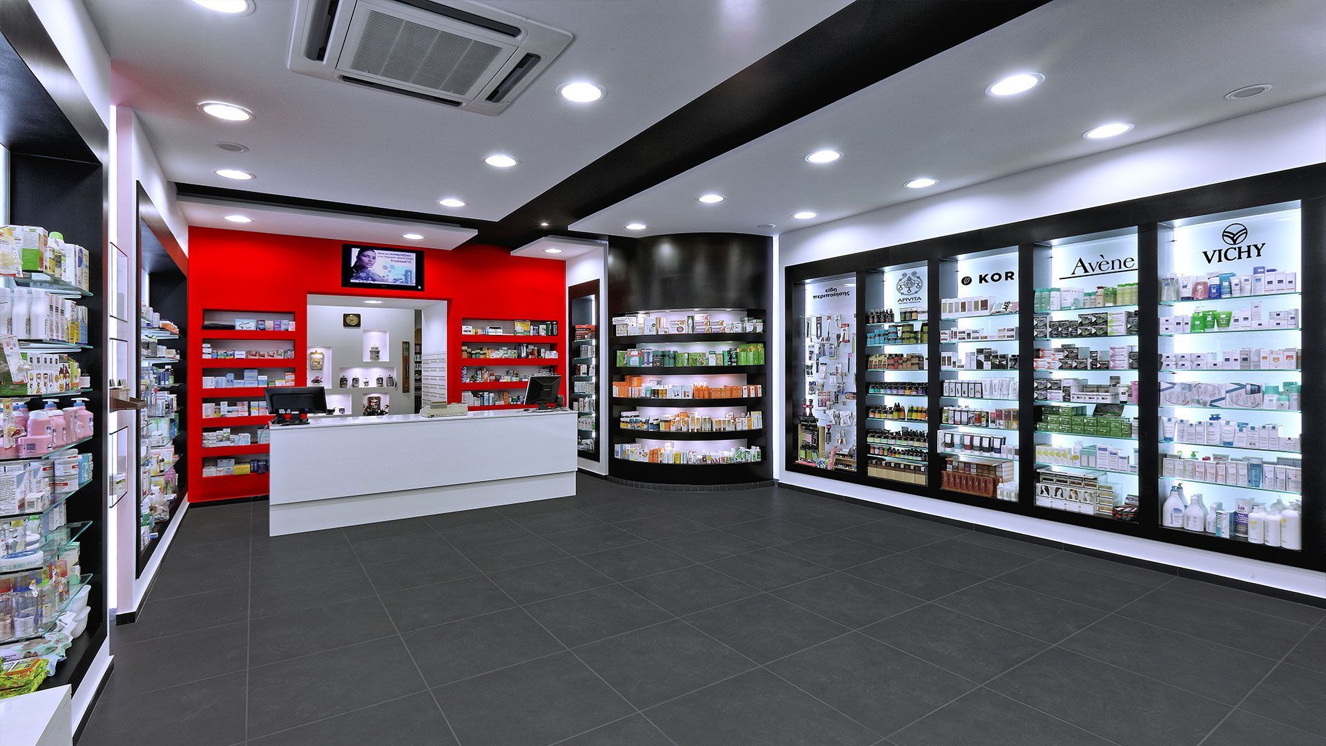 Interno farmacia bianco e rosso, 1920x1080 Full HD 1080p, PC