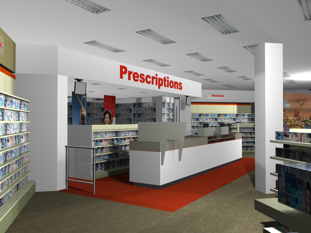 Interno farmacia CVS corridoio, 1024x768 HD, Desktop