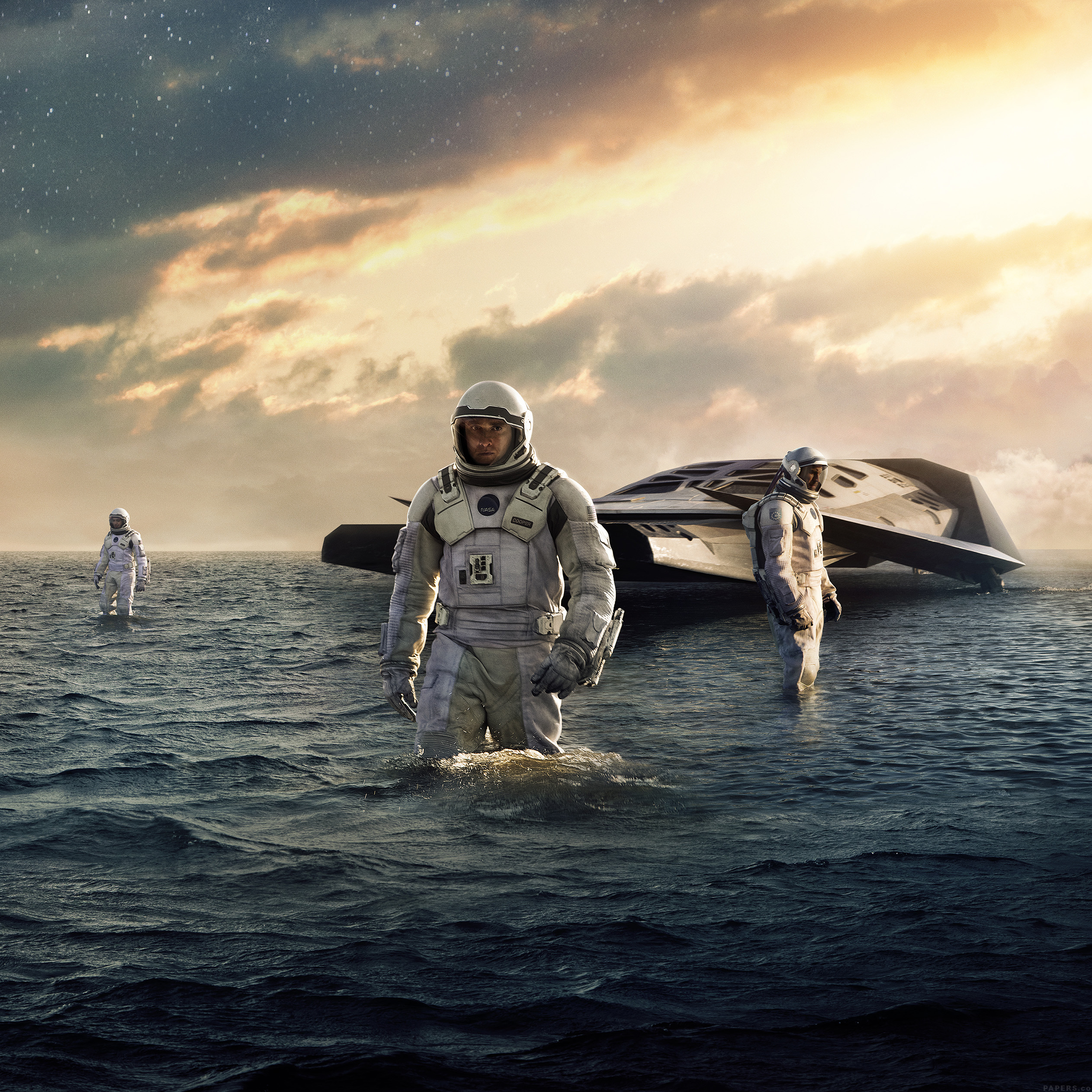 Astronauti Interstellar su pianeta acquatico, 2524x2524 Hi-Res, PC