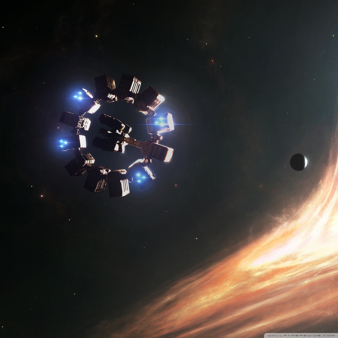 Stazione spaziale Interstellar buco nero, 1280x1280 HD, Desktop