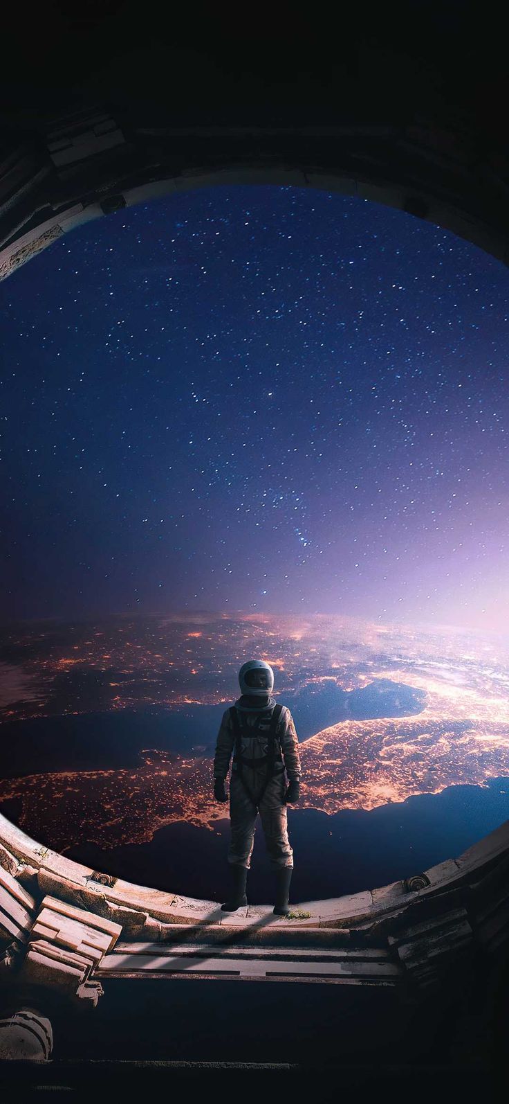 Astronauta su portello spaziale, 736x1594 Full HD Verticale, iPhone