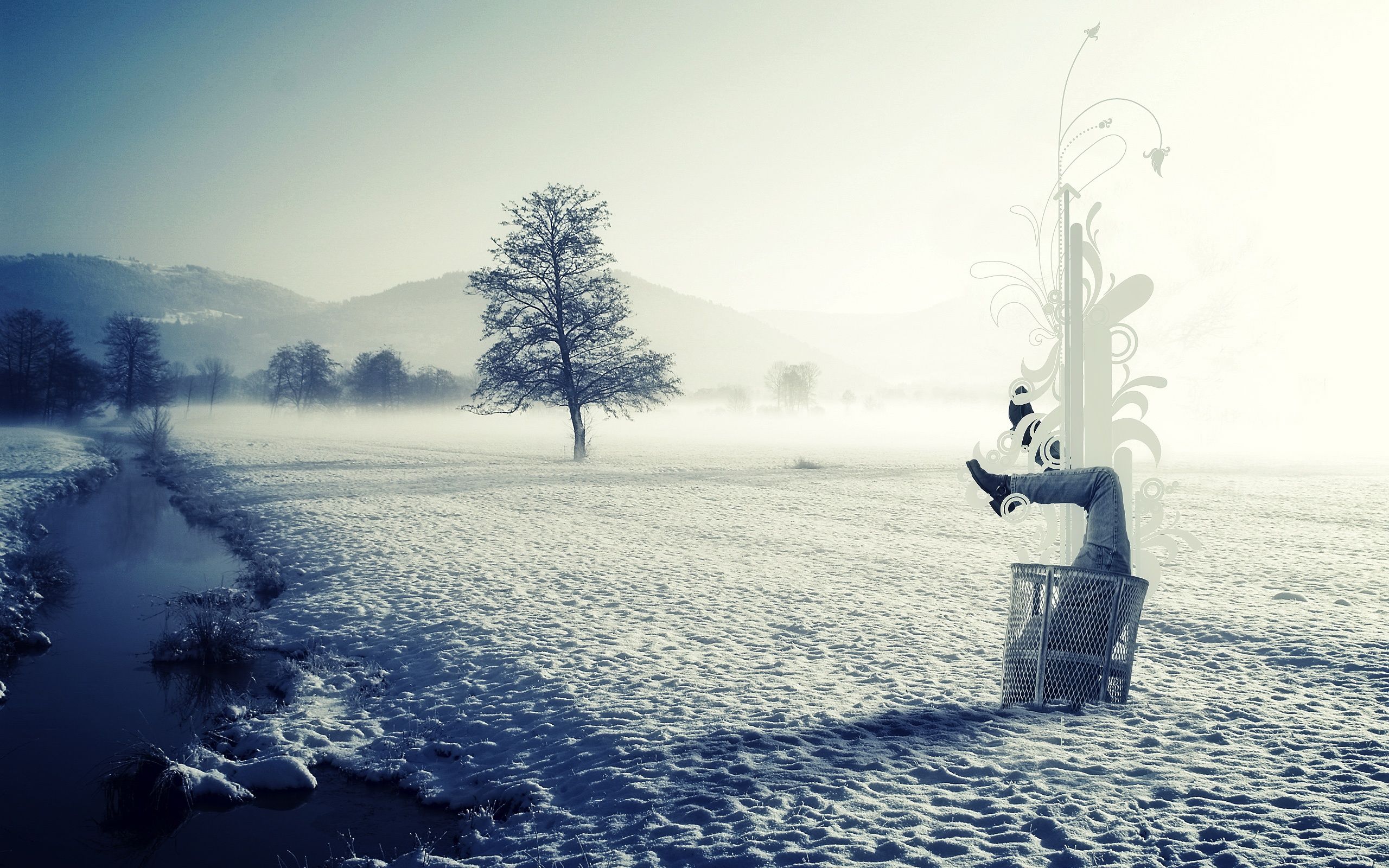 Paesaggio invernale con lampione surreale, 2560x1600 2K, Desktop