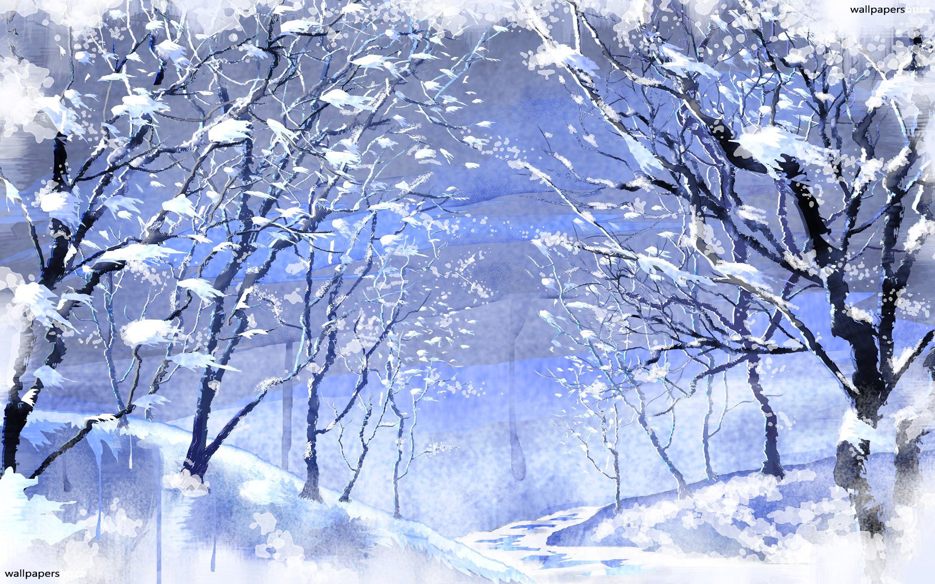 Vicolo innevato astratto blu, 1920x1200 Full HD+, Laptop