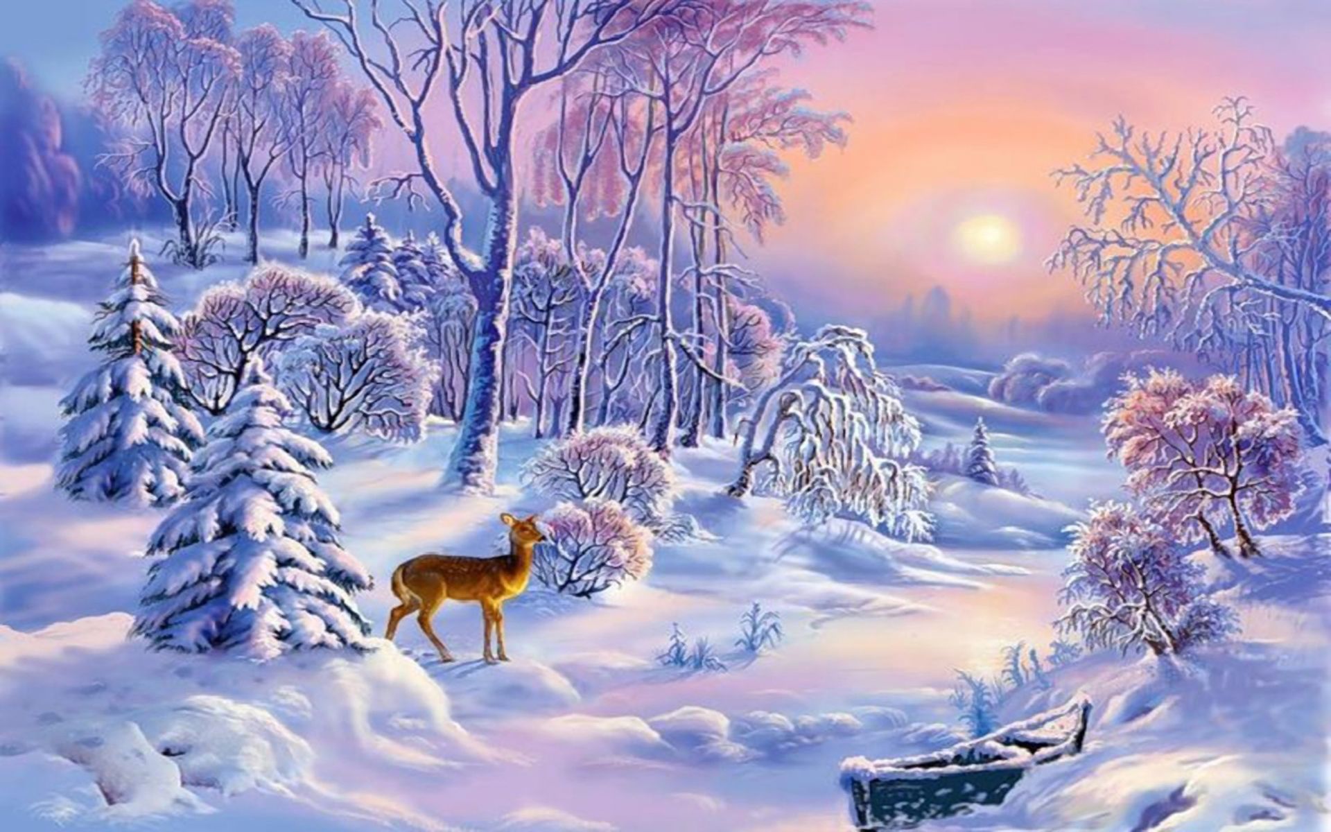 Cervo in foresta innevata, 1920x1200 Full HD+ WUXGA, PC