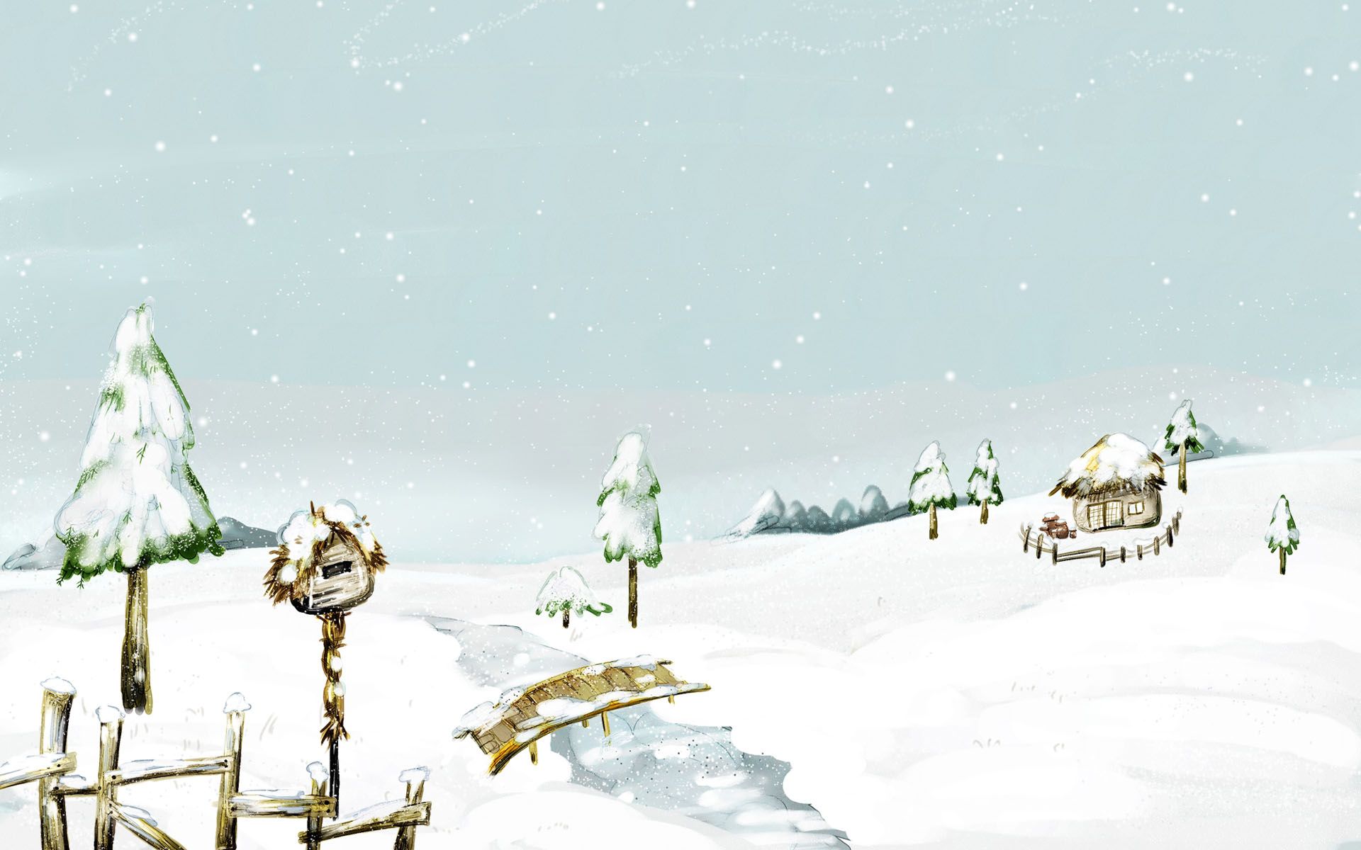 Villaggio innevato cartone animato, 1920x1200 Full HD+, Desktop