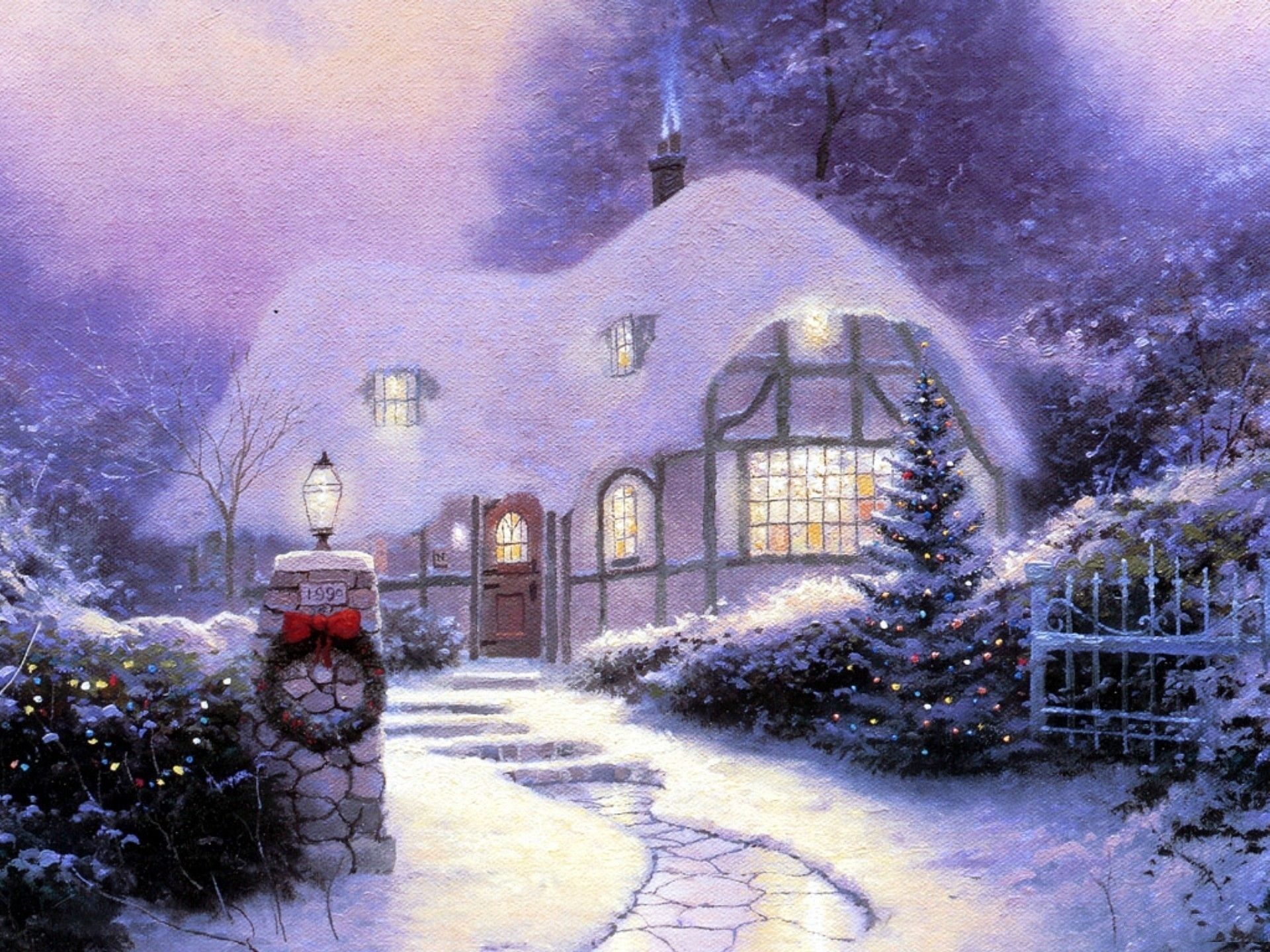 Casetta innevata natalizia, 1920x1440 WUXGA, Desktop
