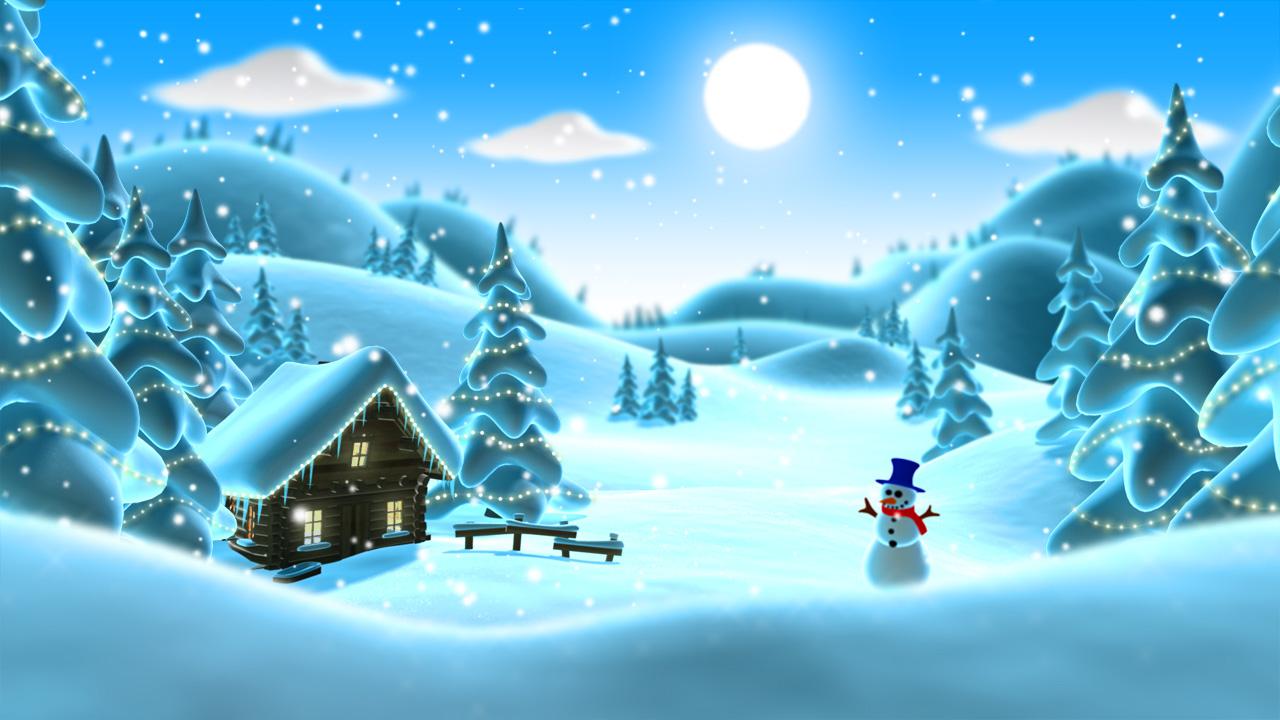 Paesaggio invernale con pupazzo di neve, 1280x720 HD, Desktop