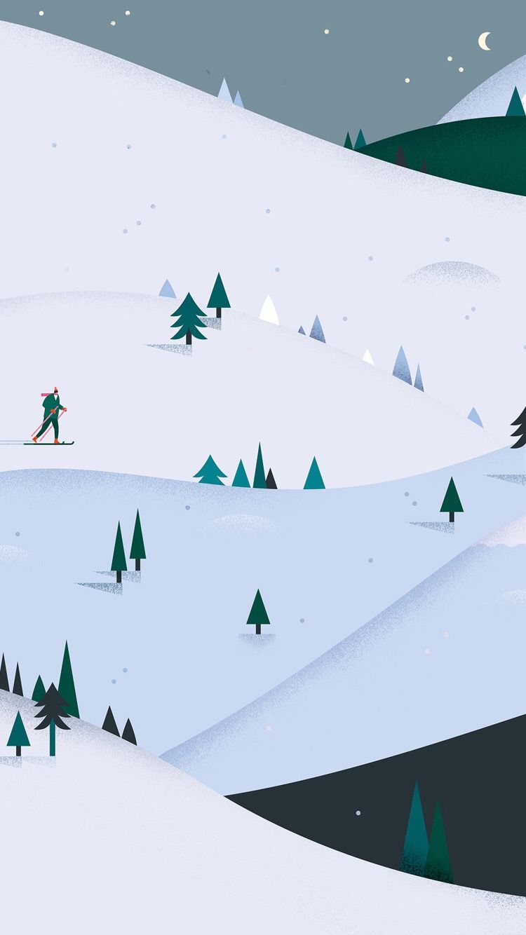 Sciatore su collina innevata, 750x1334 Verticale, Telefono