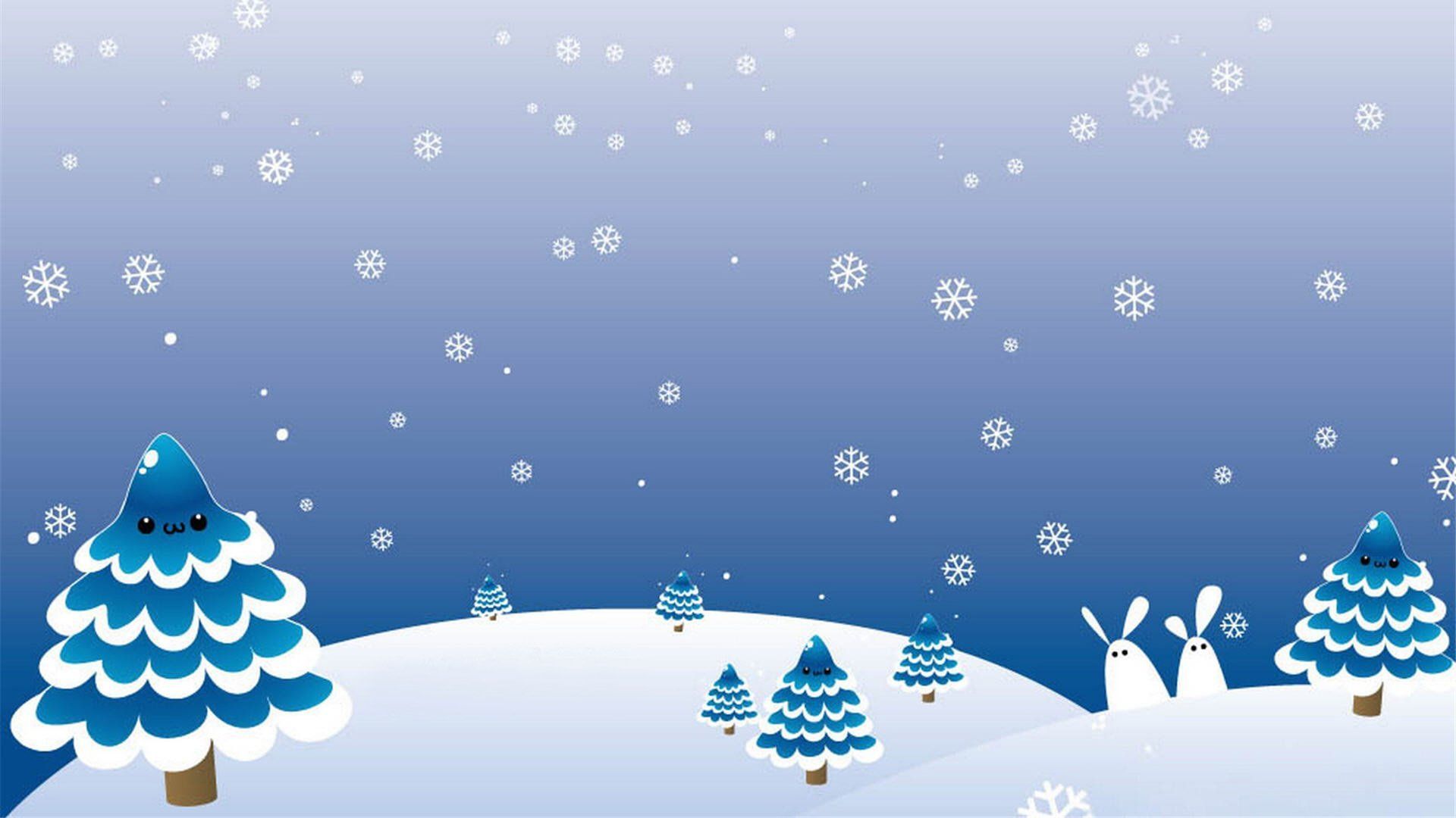 Paesaggio innevato cartone animato blu, 1920x1080 Full HD, Desktop