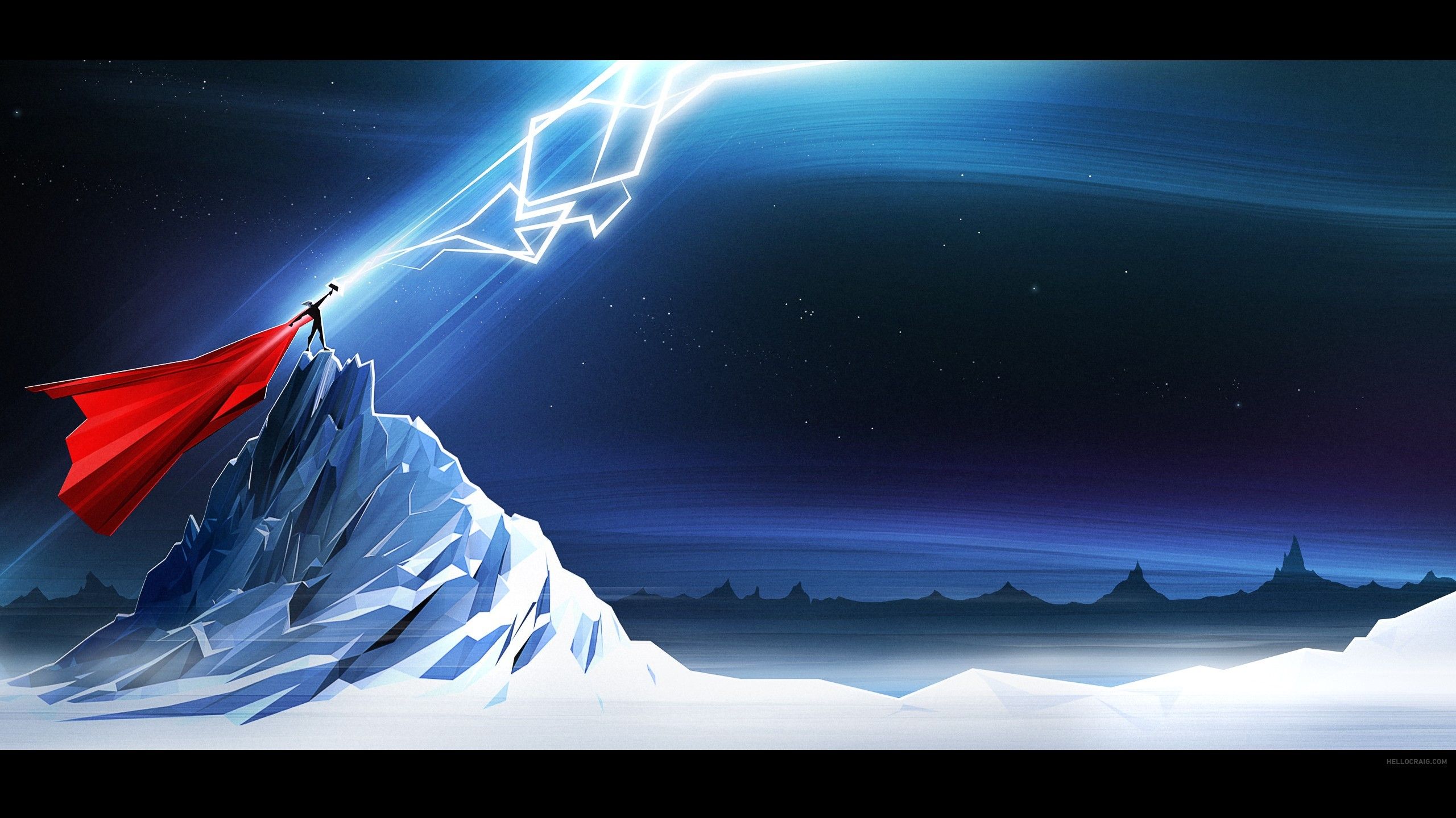 Thor su montagna innevata, 2560x1440 QHD, Monitor Gaming