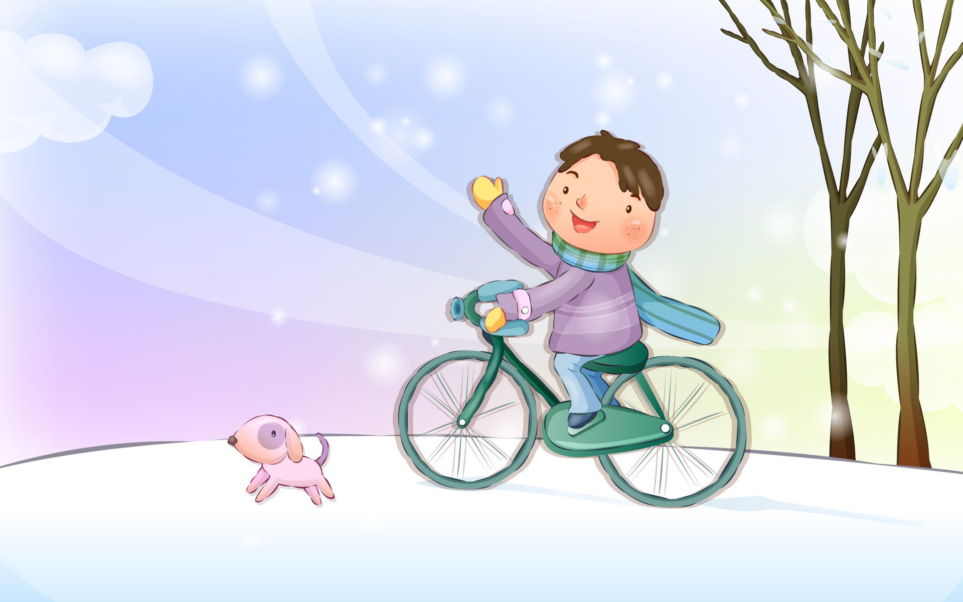 Bambino in bicicletta nella neve, 1920x1200 Full HD+ WUXGA, Desktop