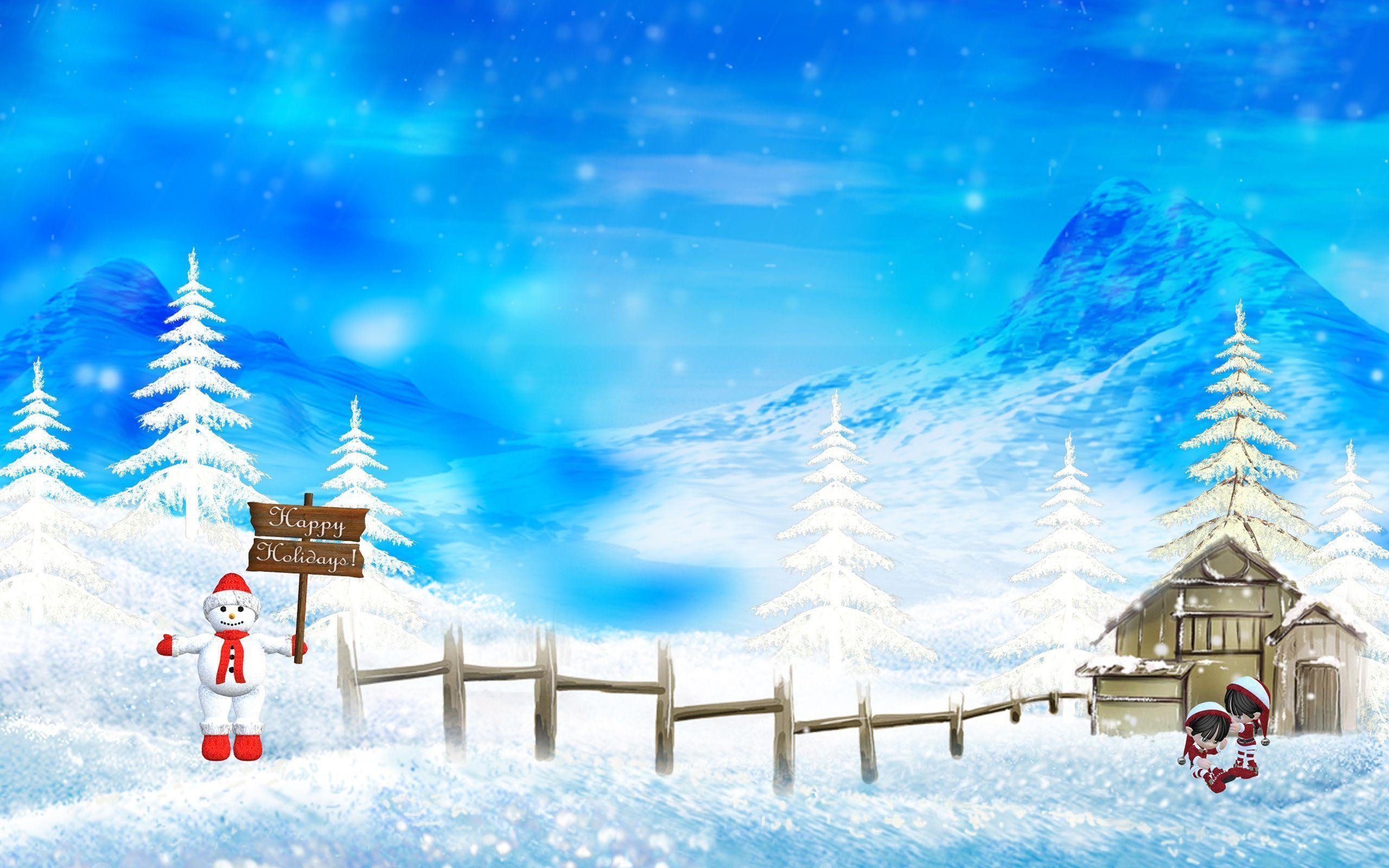 Pupazzo di neve villaggio innevato, 2560x1600 WQXGA, PC