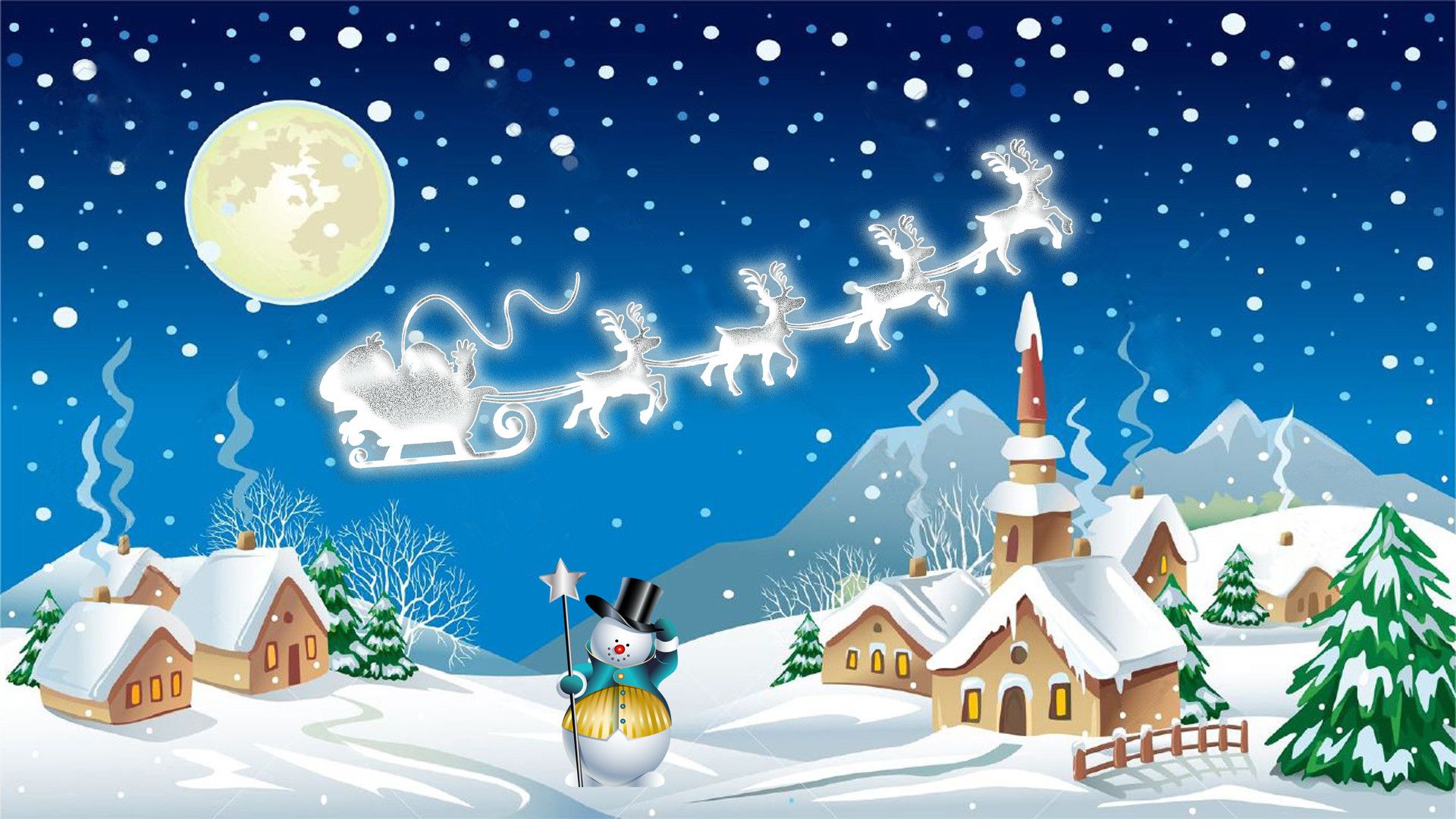 Villaggio innevato con Babbo Natale, 1920x1080 Full HD 1080p, Laptop