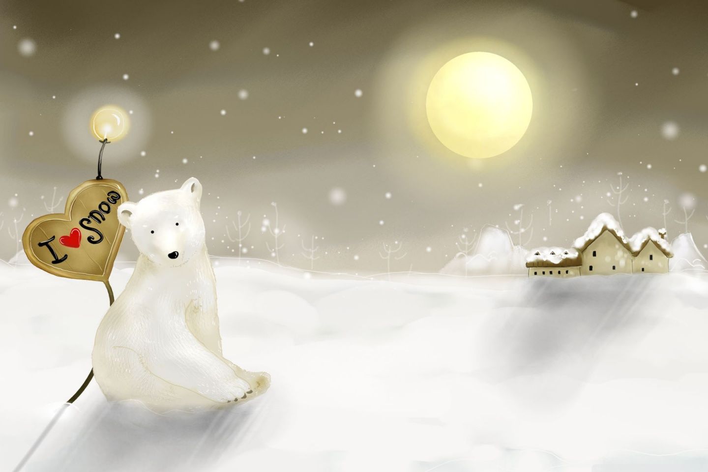 Orso polare cartone animato neve, 1440x960 HD, Desktop