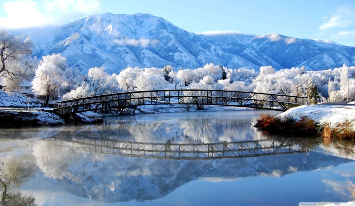 Ponte di legno paesaggio invernale, 1243x721 HD, PC Desktop