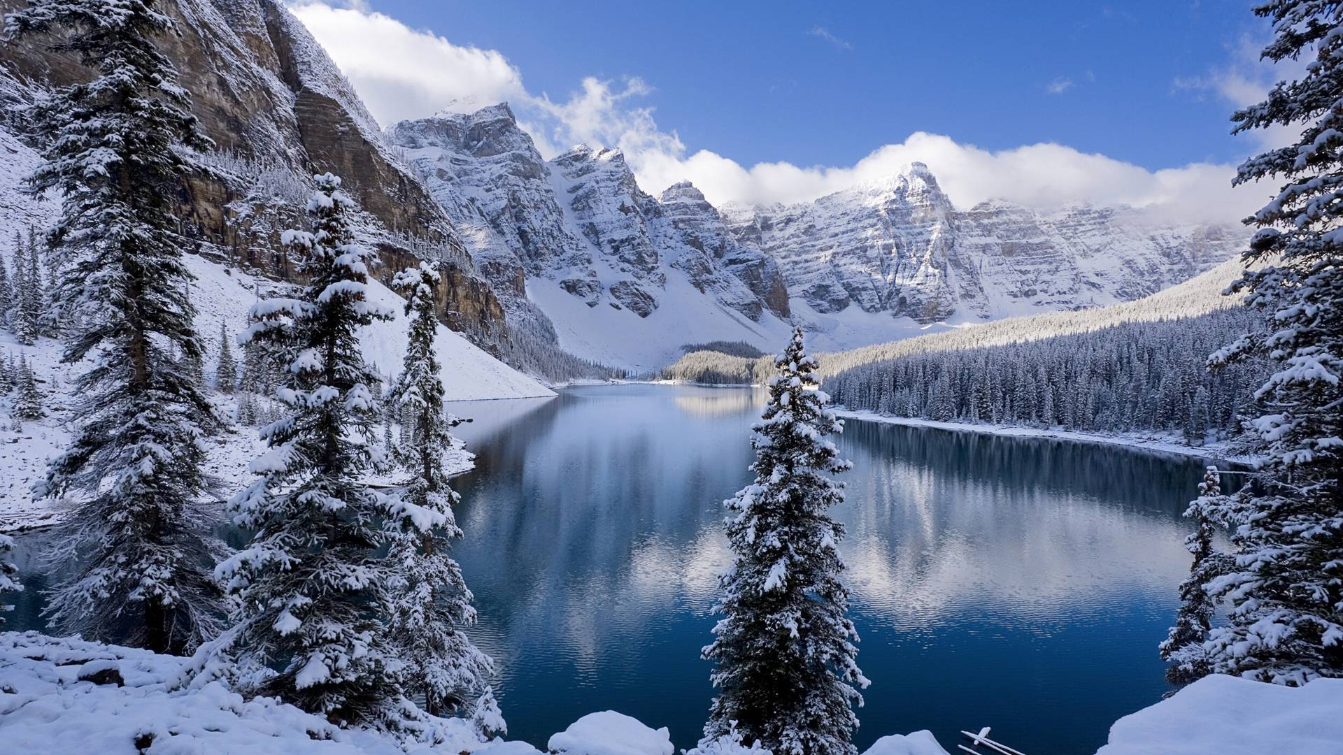 Lago Moraine innevato montagne, 1920x1080 Full HD 1080p, Desktop
