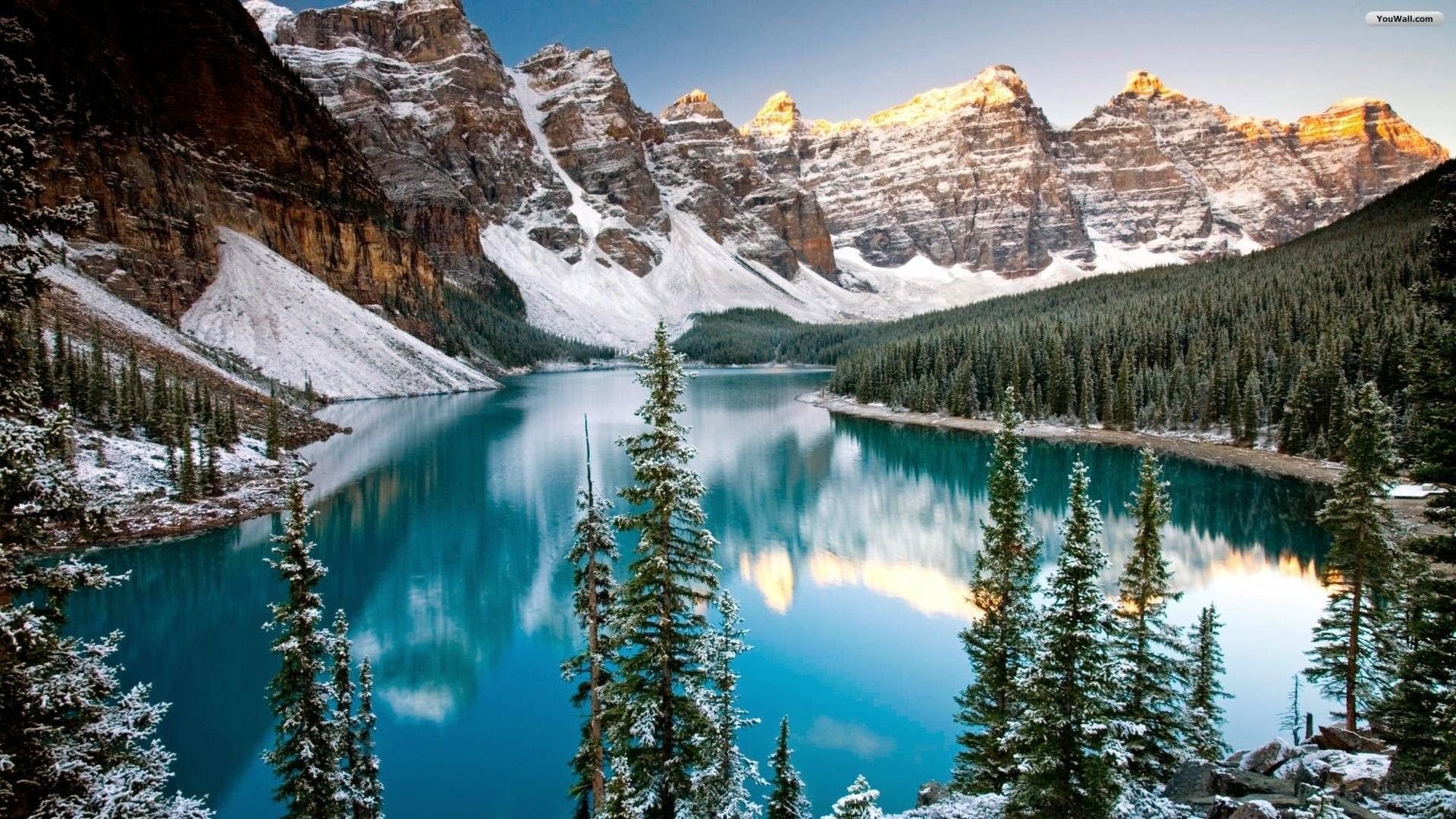 Lago Moraine montagne innevate, 1920x1080 Full HD, Monitor Gaming