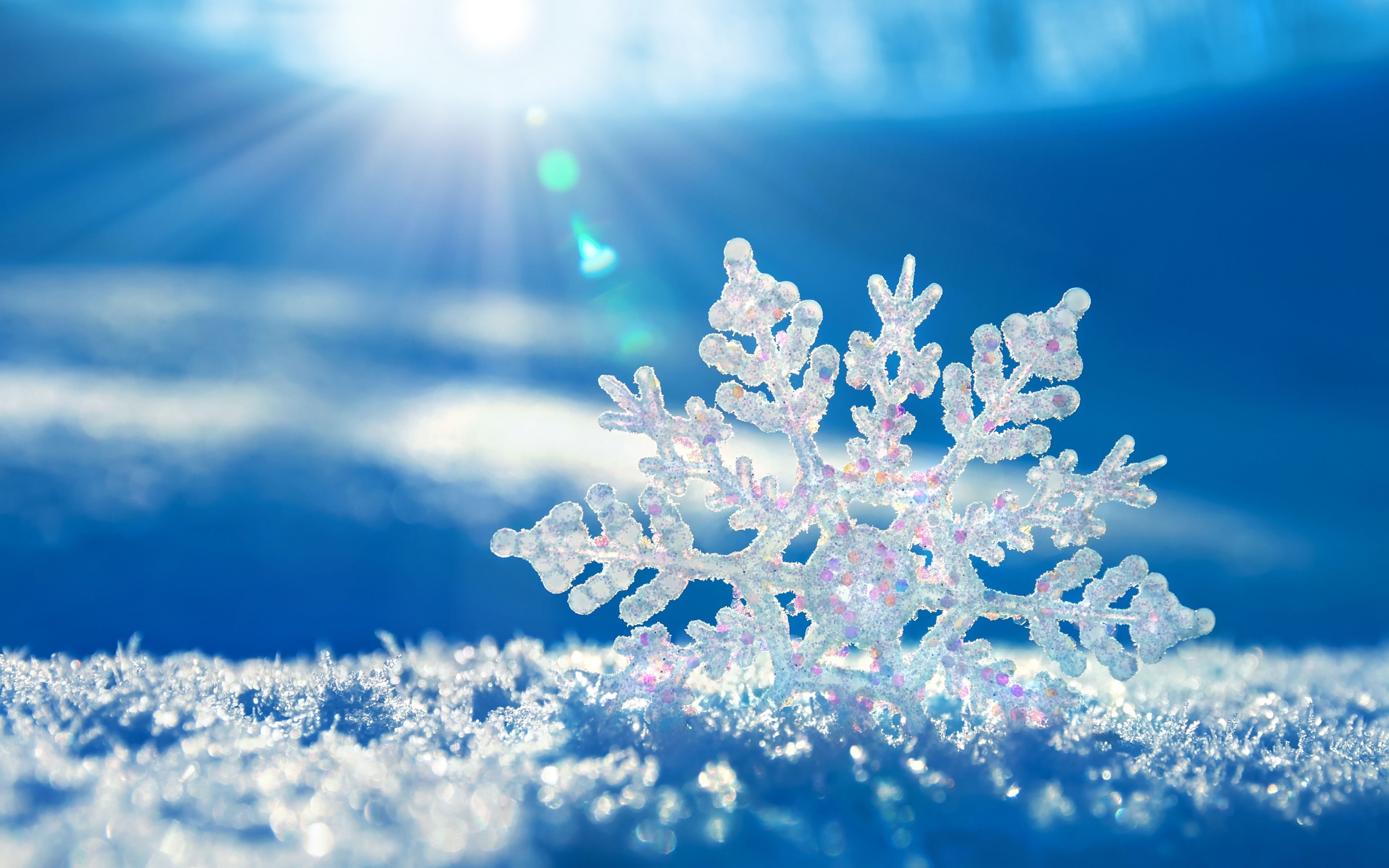 Fiocco di neve su ghiaccio, 3840x2400 Ultra HD, PC