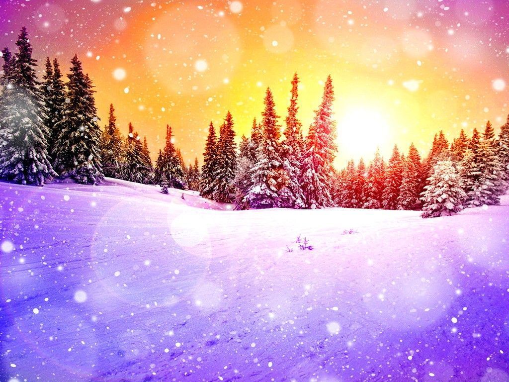 Paesaggio invernale con alba, 1024x768 HD, Laptop