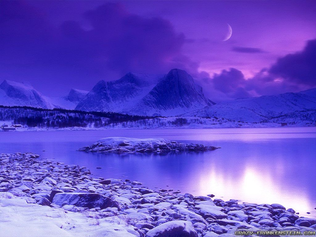 Montagne innevate lago viola, 1024x768 HD, Desktop