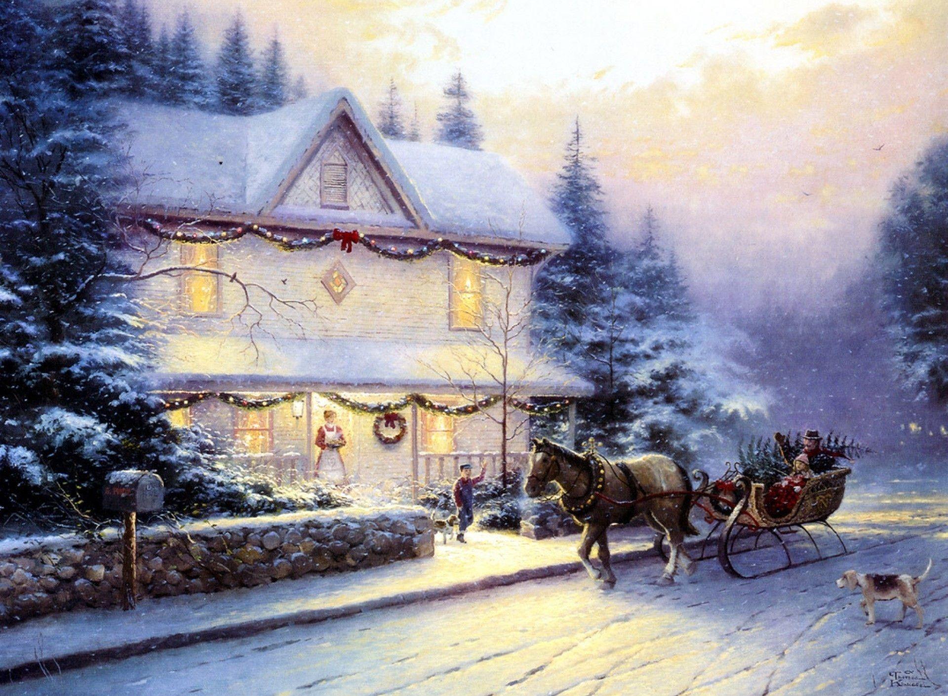 Casa vittoriana innevata con slitta, 1920x1410 Full HD+ WUXGA, Laptop