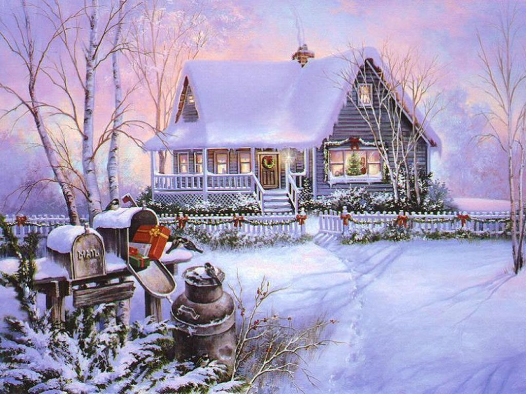 Casa vittoriana innevata Natale, 1024x768 HD, Desktop