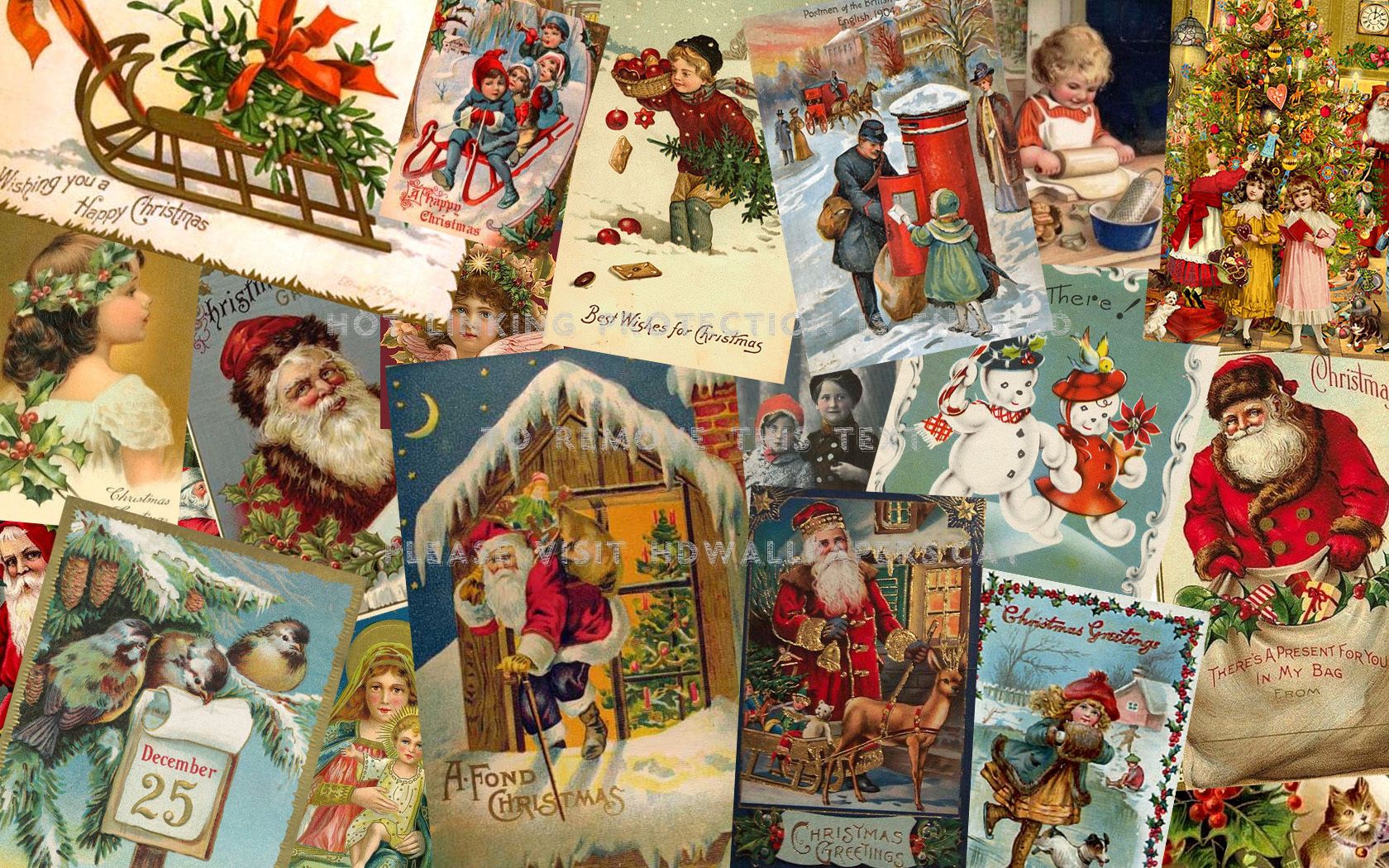 Collage cartoline natalizie vittoriane, 1680x1050 HD, Laptop