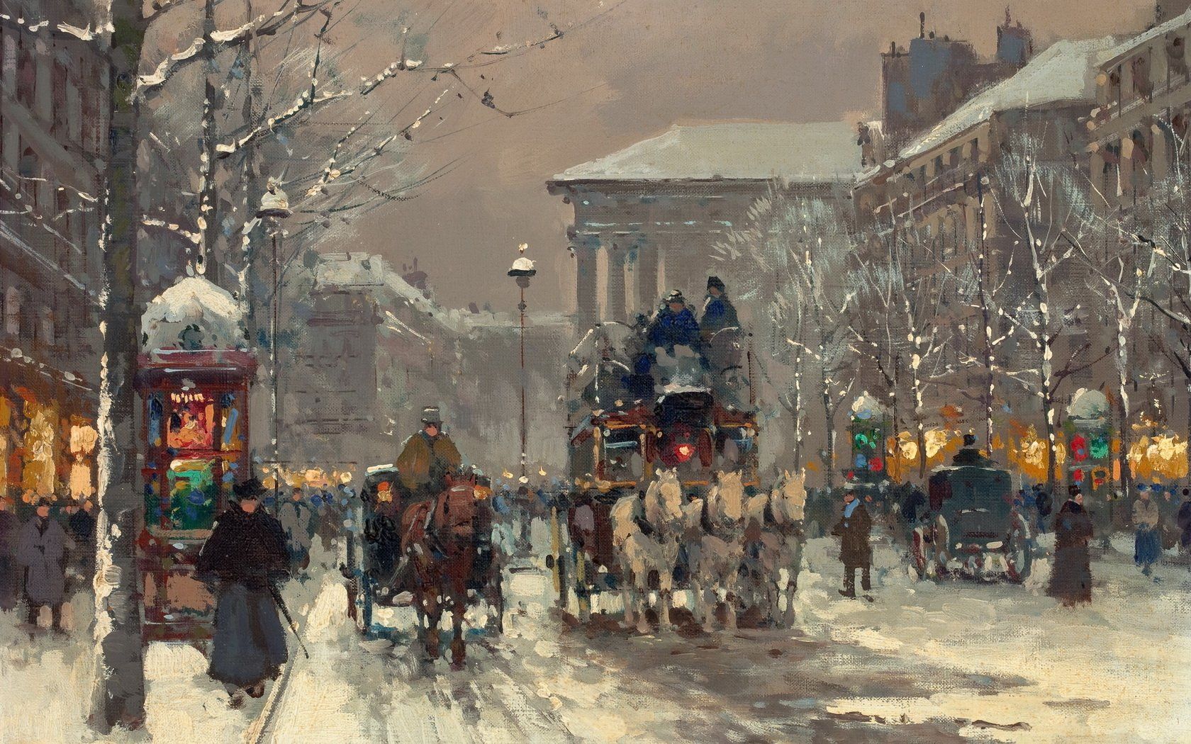 Dipinto strada parigina invernale, 1680x1050 HD, ROG Asus Laptop