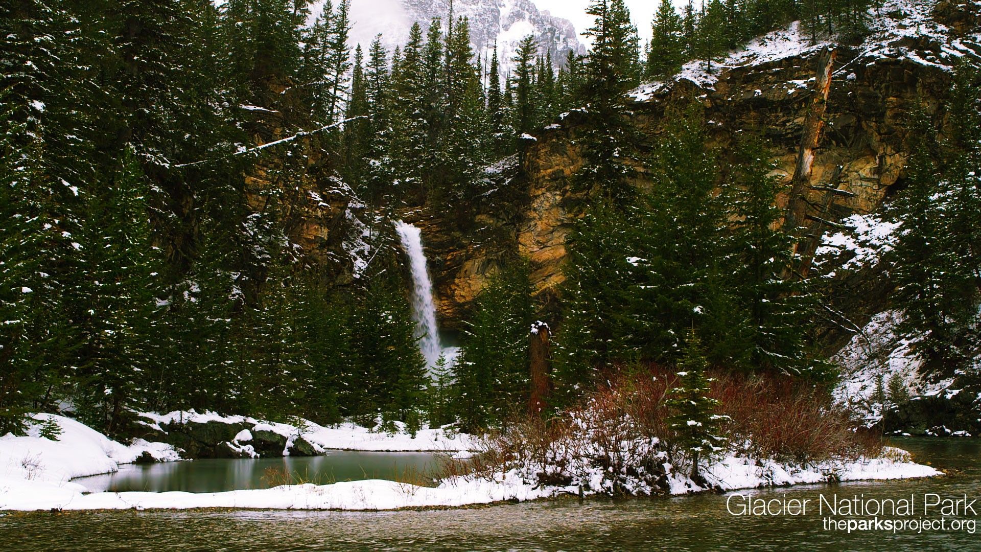 Cascata invernale Glacier National Park, 1920x1080 Full HD 1080p, Desktop