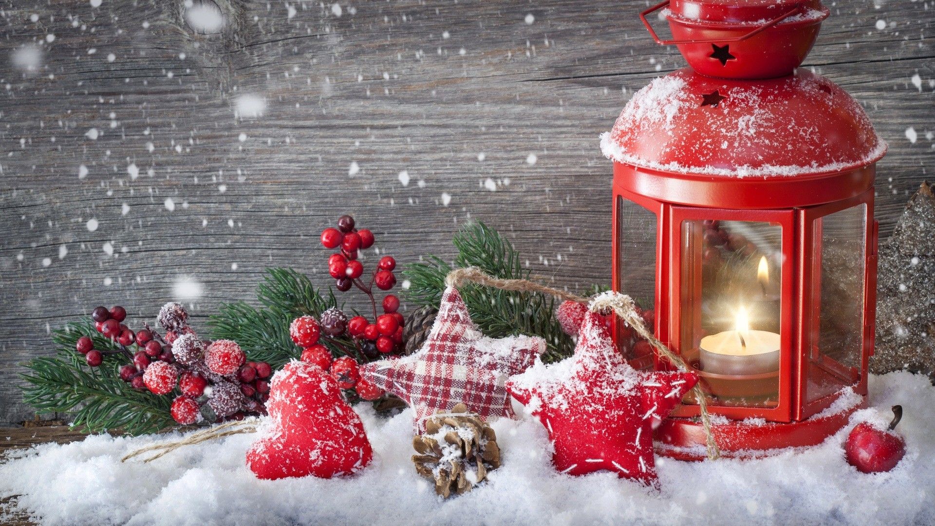 Lanterna rossa natalizia con neve, 1920x1080 Full HD 1080p, Desktop
