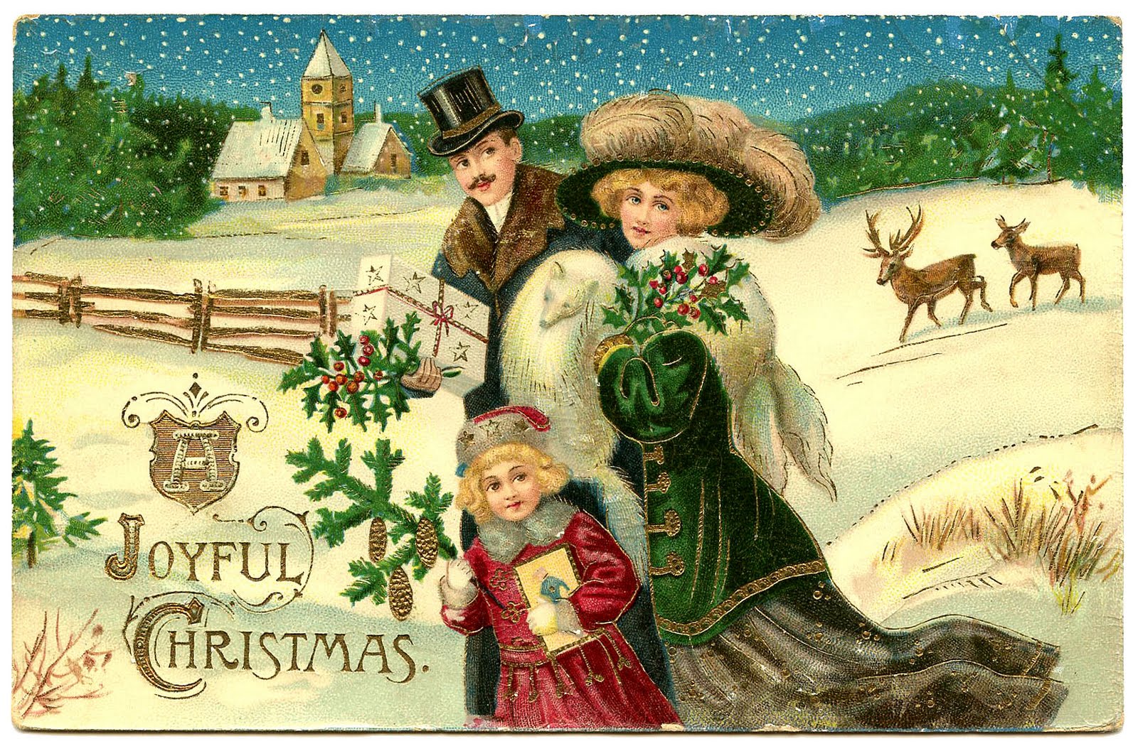 Cartolina natalizia vittoriana famiglia, 1600x1057 HD, PC