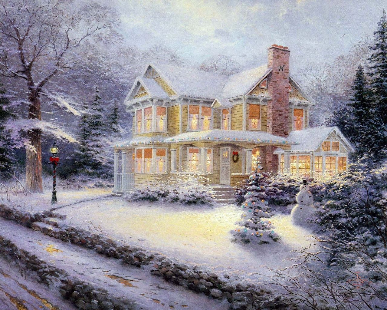 Casa vittoriana natalizia innevata, 1279x1024 HD, PC